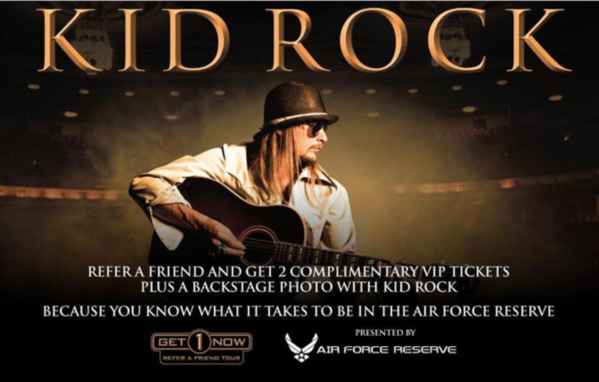 Get 1 Now "Refer a Friend Tour" featuring Kid Rock is scheduled to perform at the North Charleston Coliseum Feb. 16, 2011 at 7 p.m.