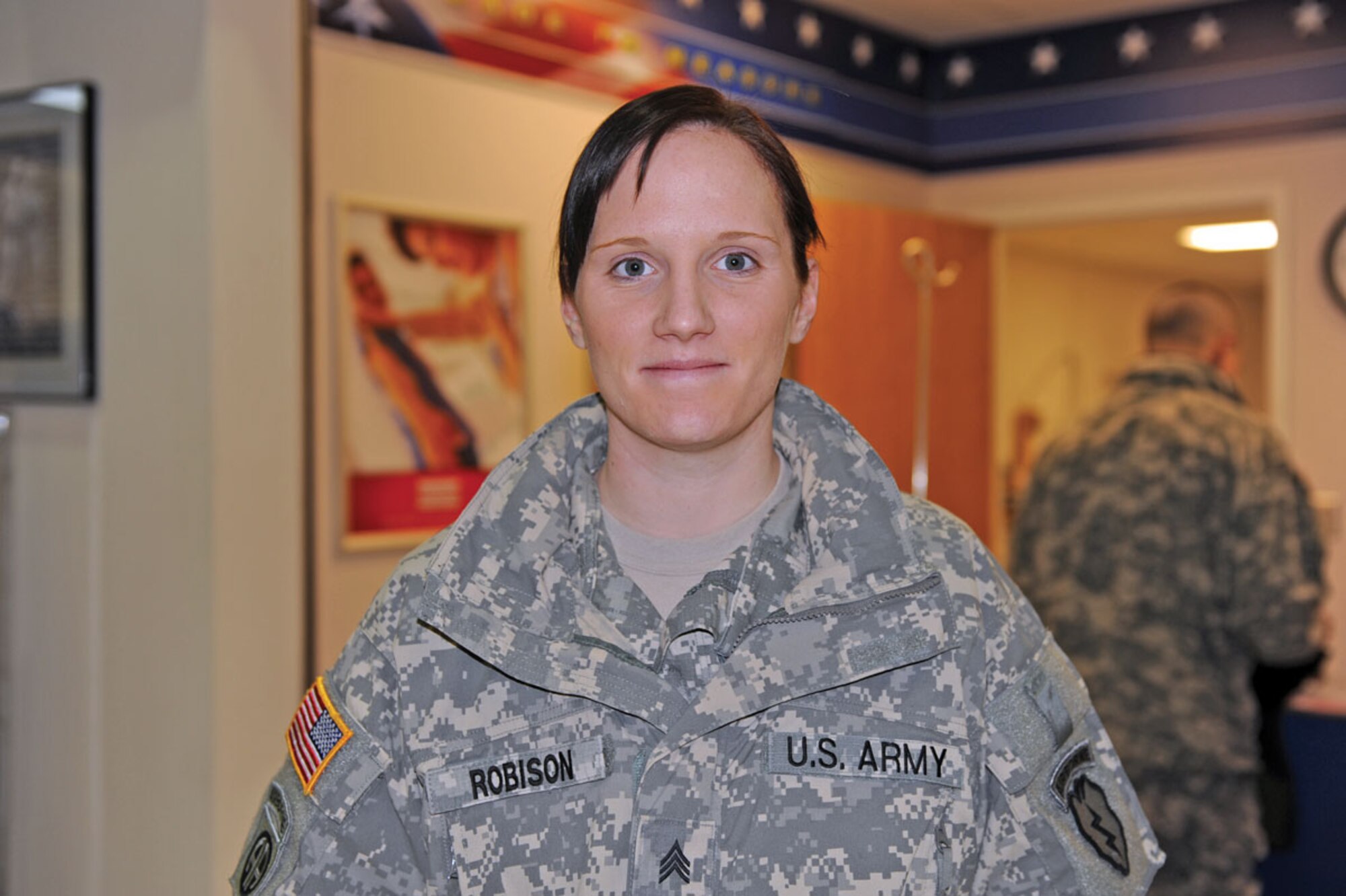 “Yesterday, we saw a guy swerve. We passed him and he was texting and driving.”
Army Sgt. Jennifer Robison, HHC, 725th Brigade Support Battalion. (U.S. Air Force photo/Luke Waack)