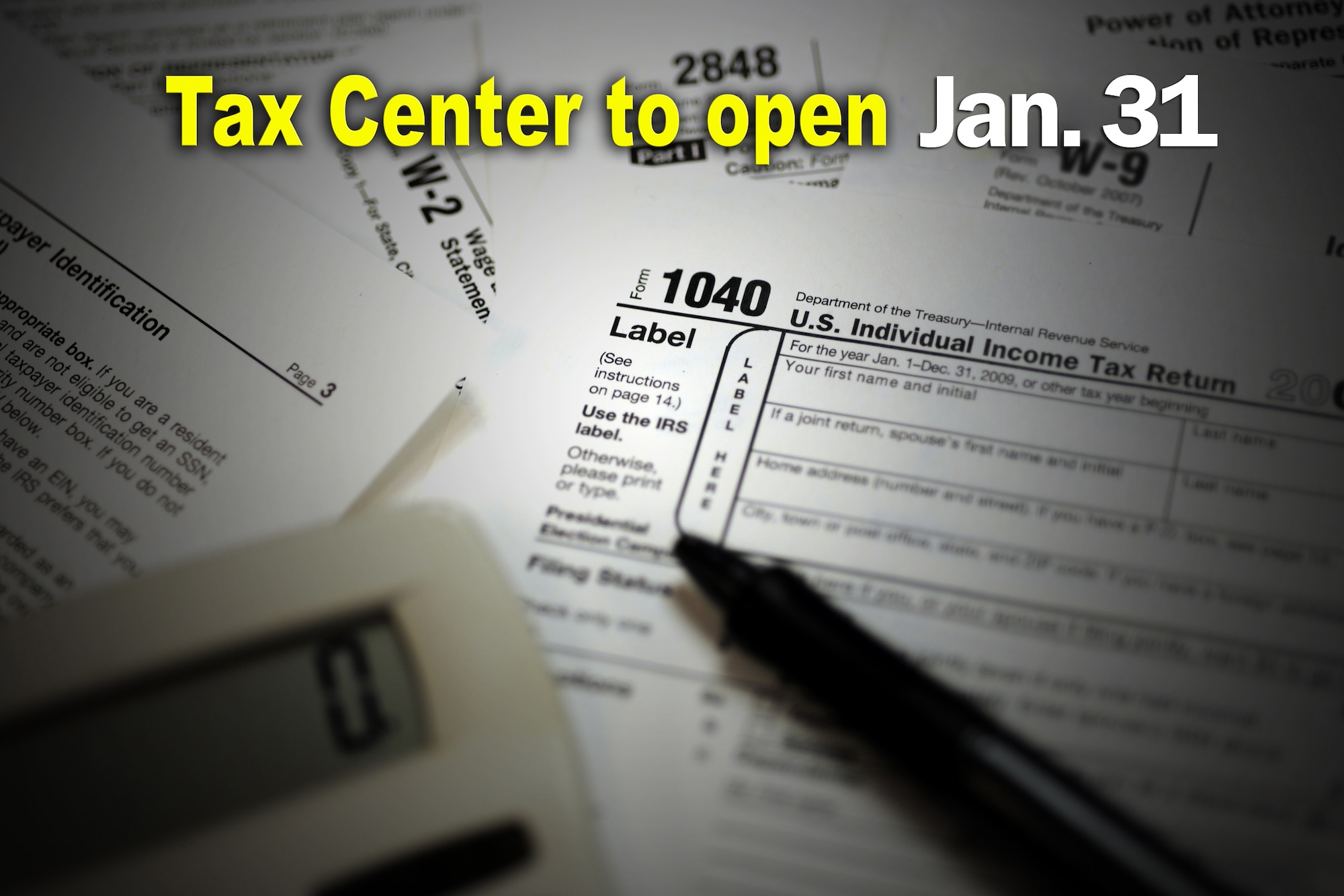 HOLLOMAN AIR FORCE BASE, N.M. -- Volunteers from the Holloman community will be assisting Airmen and their families in filing taxes this year. The Holloman Tax Center is open to all active duty military members, dependents and retirees. It is scheduled to open for business Jan. 31 through April 15, Monday through Friday, from 9 a. m. to 3 p.m. (U.S. Air Force illustration by Senior Airman Michael Means/Released)