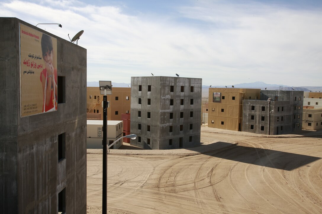 The Combat Center opens its newest, live-fire, full immersion, Military Operations on Urban Terrain training range Jan. 25. Marines will use the 1,560 building range, roughlyequivalent in size to downtown San Diego, to practice and refine the complex and dangerous tactics they will use while deployed to urban settings around the world.