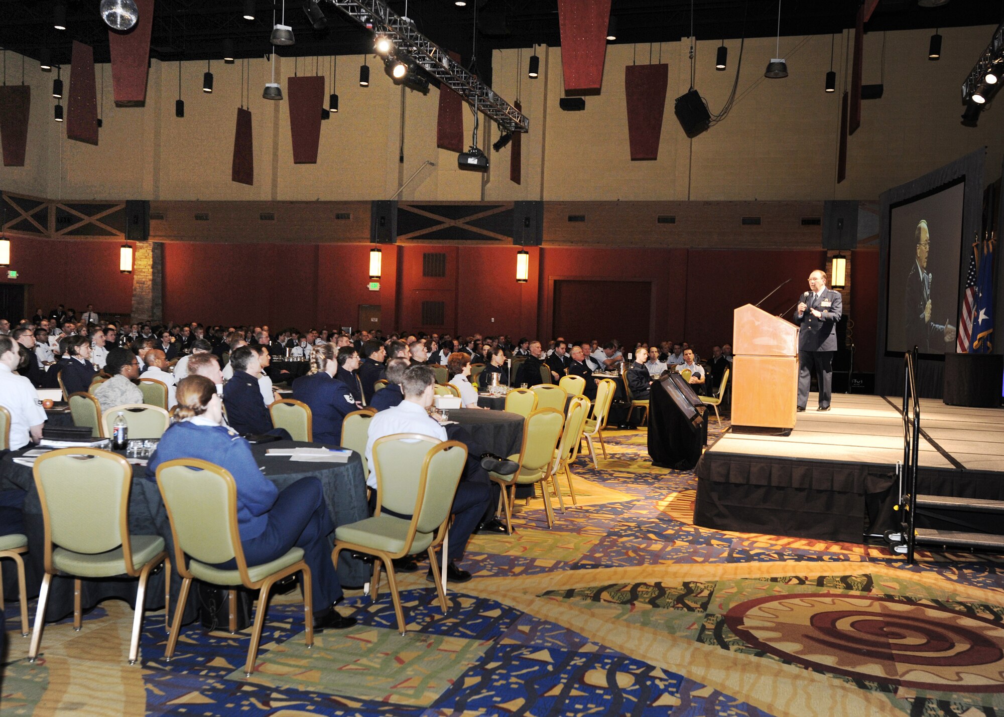 Lt. Gen. Charles E. Stenner, Jr. addresses judge advocates and paralegals from the Air Reserve Component during the two-day Survey of Law Conference Jan. 21 to 22, 2011, in Denver. General Stenner is the commander of the Air Force Reserve Command. (U.S. Air Force photo/Kevin Bell)