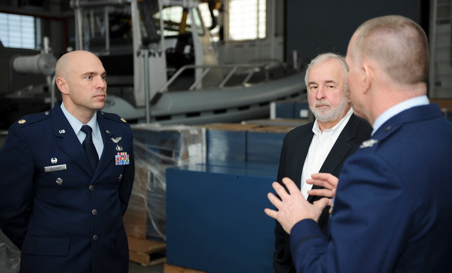 Congressman Tim Bishop (D-NY) (center) is shown around the new Guardian Angel building by 106th Rescue Wing Commander Col. Thomas J. Owens II (right) and 103rd Rescue Squadron Commander Maj. John D. McElroy (left) during his visit to the 106th Rescue Wing at F.S. Gabreski Airport in Westhampton Beach, N.Y. on Jan. 22, 2011. The main reason for the visit was to meet Staff Sgt. Kieran Carney a Pararescueman with the 103rd Rescue Squadron who was selected as Airman of the Year for the 106th Rescue Wing and is currently under consideration for Airman of the Year for New York State. Staff Sgt. Carney was also invited to attend the State of the Union address with Congressman Bishop on Tuesday, January 25, 2011. 

(Official U.S. Air Force Photo/SSgt. Eric Miller/Released)
