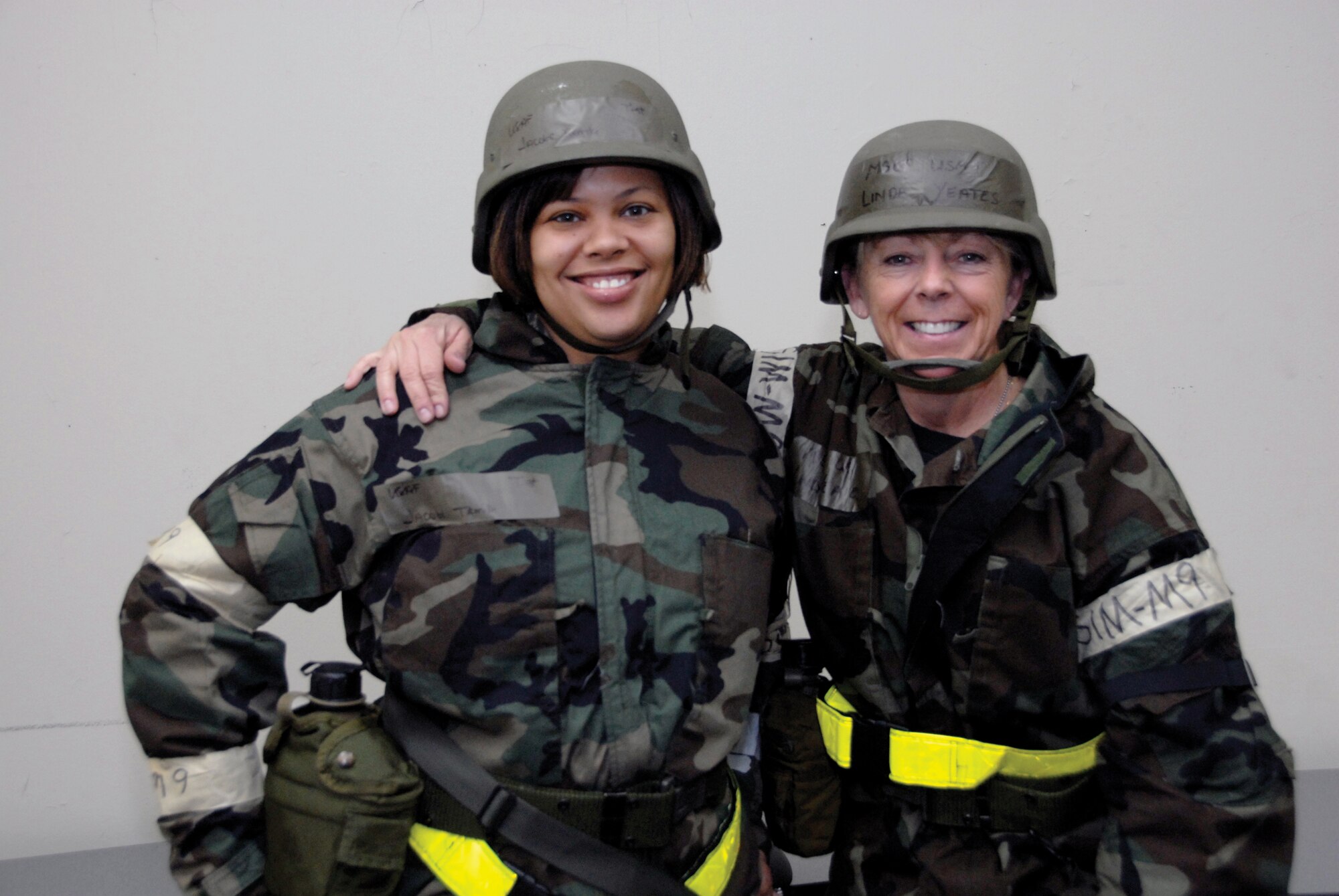 Tech. Sgt. Tamika Jacobs and Master Sgt. (ret.) Linda Yeates became friends in the JAG office and worked together during the operational readiness exercise February 2009. The 442nd JAG office is part of the 442nd Fighter Wing, an A-10 Thunderbolt II Air Force Reserve unit at Whiteman Air Force Base, Mo. Sergeant Yeates recently retired from the office after more than 21 years serving in the Armed Forces. 