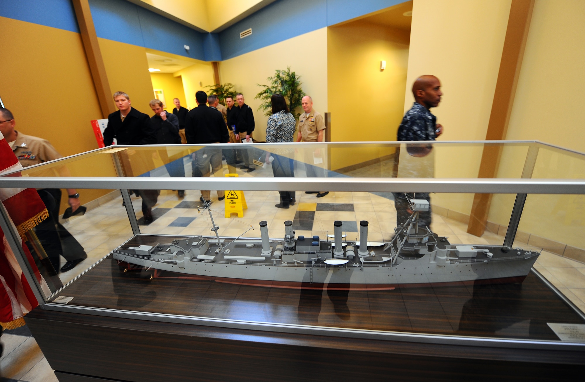 OFFUTT AIR FORCE BASE, Neb. - Sailors and distinguished visitors walk through the newly constructed Navy Operational Support Center located here, Jan. 22.   The new $4.3 million facility boasts 19,000 square feet after spending 45 years in an outdated facility in North Omaha. U.S. Air Force Photo by Josh Plueger (released)
