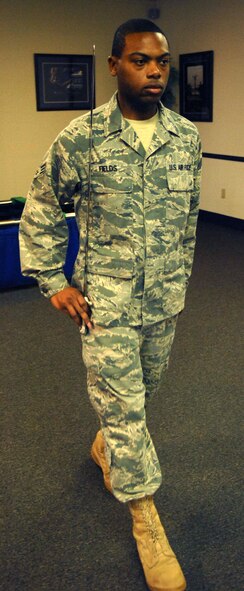 Senior Airman Devin Fields, 2nd Bomb Wing Honor Guard member, works on ceremonial drills Jan. 25 in preparation of the upcoming Wing Annual Awards Banquet on Barksdale Air Force Base, La. The Annual Awards Banquet, which takes place Feb. 11, honors the wing's outstanding performers for 2010. For more information or to purchase a ticket, contact unit first sergeants. (U.S. Air Force photo/Staff Sgt. Terri Barriere)