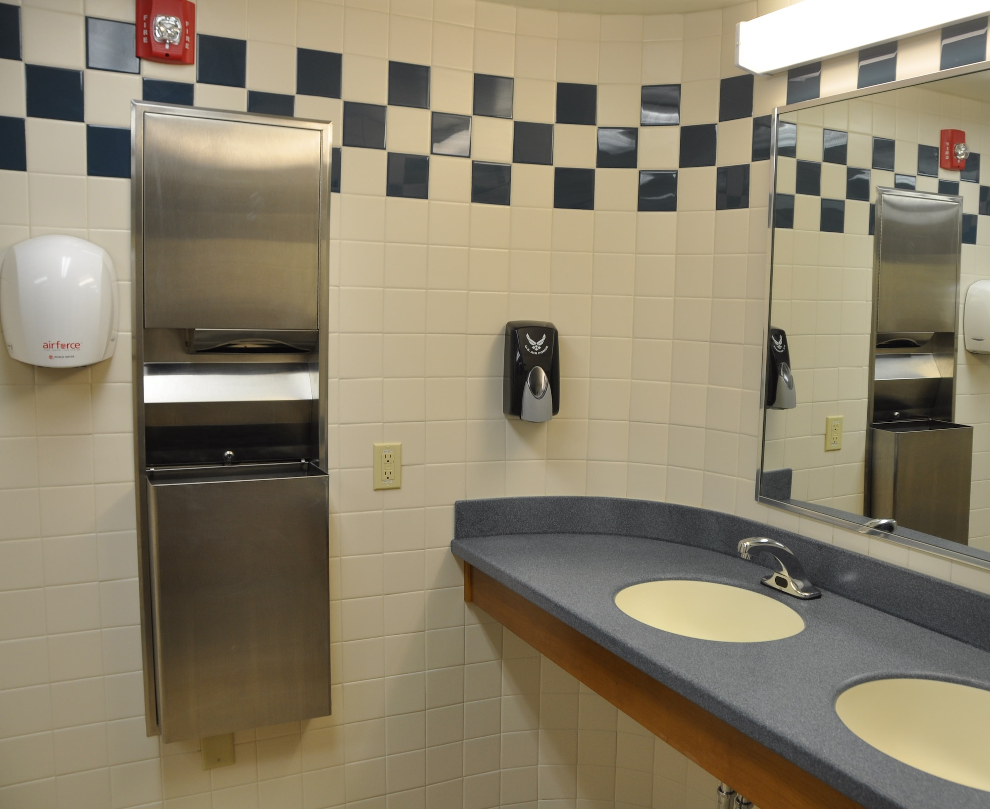 The Berg Liles Dining Facility recently underwent renovation to its customer restrooms. (U.S. Air Force photo by Senior Airman Rachelle Elsea)
