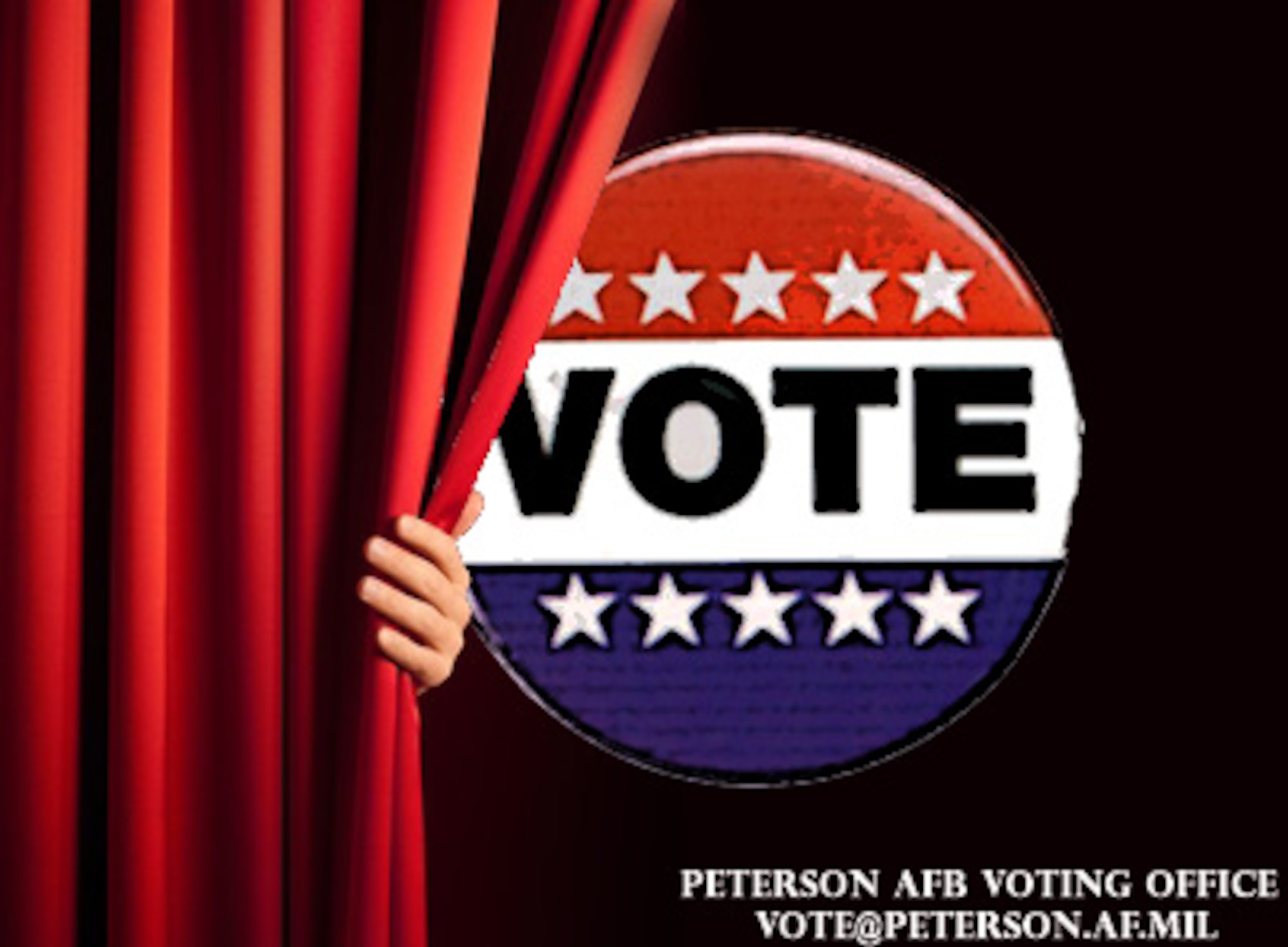 PETERSON AIR FORCE BASE, Colo. – Peterson AFB will have its first ever Installation Voting Office, available to all Team Pete members starting Jan. 31. (U.S. Air Force graphic/ Airman 1st Class Jessica Hines)