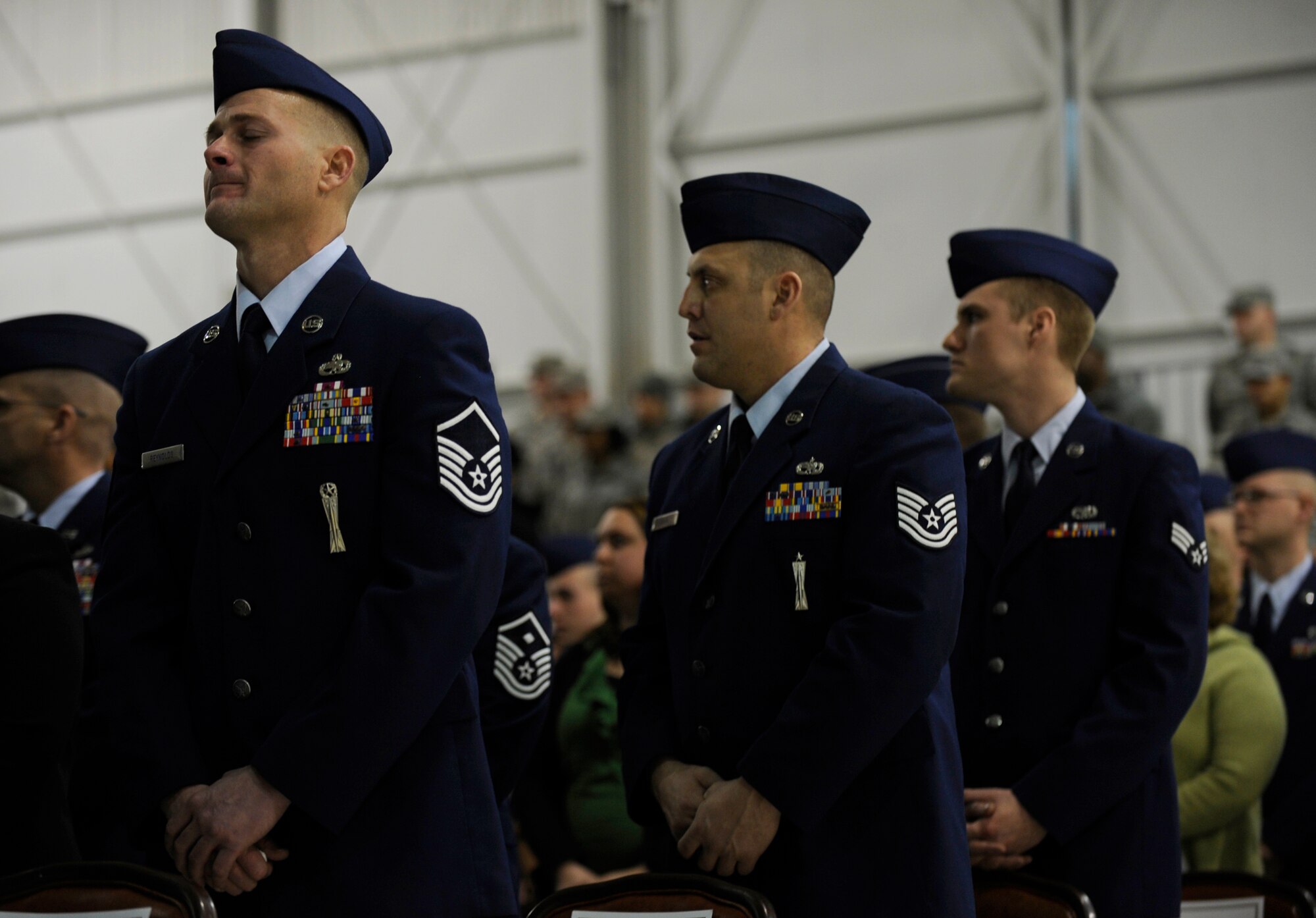 MOUNTAIN HOME AIR FORCE BASE, Idaho -- The Gunfighter family gathered at Hangar 1331 Jan. 27 to celebrate the life of the late Airman Jamie Burroughs. Airman Burroughs was assigned to the 366th Equipment Maintenance Squadron. (U.S. Air Force photo by Senior Airman Renishia Richardson)