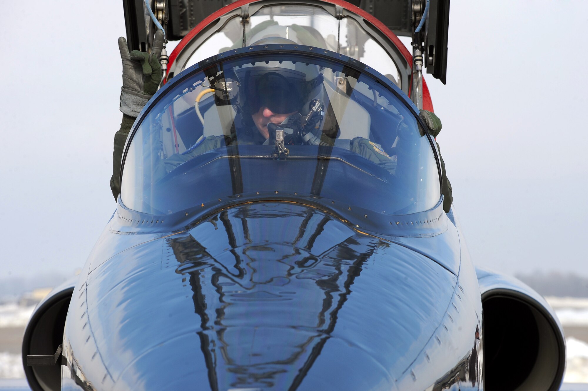T-38 Talon pilots prepare for takeoff Jan 26, 2011, at Whiteman Air Force Base, Mo. (U.S. Air Force photo/Senior Airman Kenny Holston)