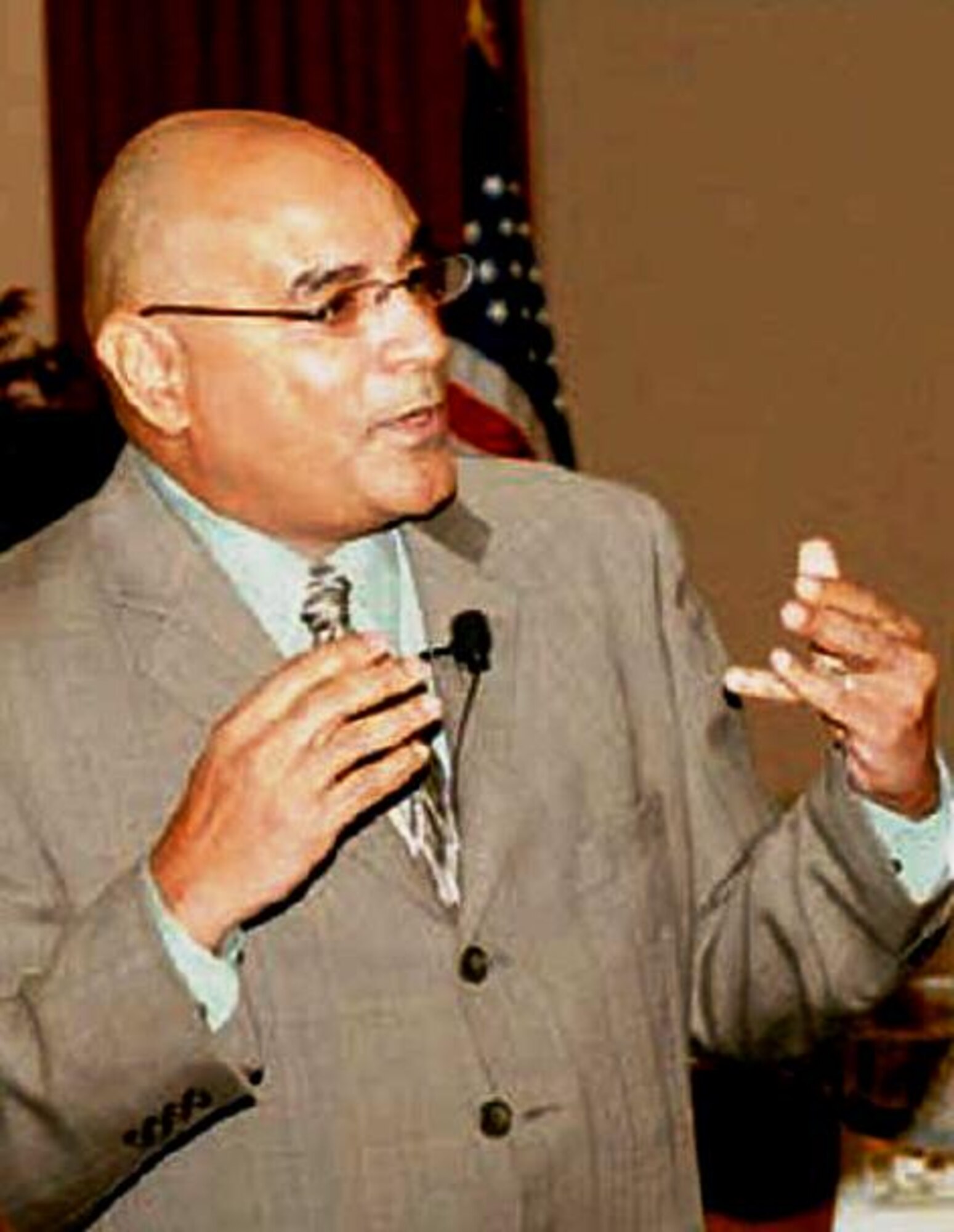 Retired Chief Master Sgt. Rod Ellison, former Air Education and Training Command command chief master sergeant, gives a briefing at Little Rock Air Force Base, Ark., in this Air Force file photo. On Jan. 24, 2011, Chief Ellison provided a briefing to wing commanders and command chiefs at Scott Air Force Base, Ill., for the command's first conference on Comprehensive Airman Fitness. In his briefing, he focused on the importance of caring. “Airmen don’t care about how much you know until they know how much you care,” the chief said. (U.S. Air Force File Photo)