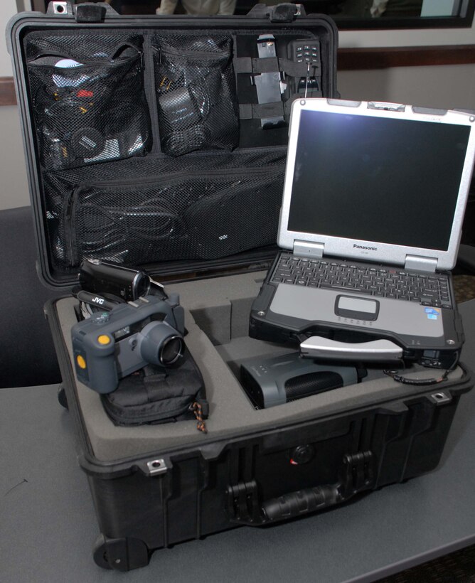 One of the five Geospatial Information Interoperability Exploitation Portable go kits Air Forces Northern presented to Civil Air Patrol at their National Headquarters at Maxwell Air Force Base, Ala., Jan. 26. The GIIEPs feature self-contained communications equipment and other hardware that allow for real time and near-real time full-motion video, digital imagery and in-flight chat capability with federal, state and local emergency operations centers supporting emergency situations.  (Civil Air Patrol photo by Steve Cox)