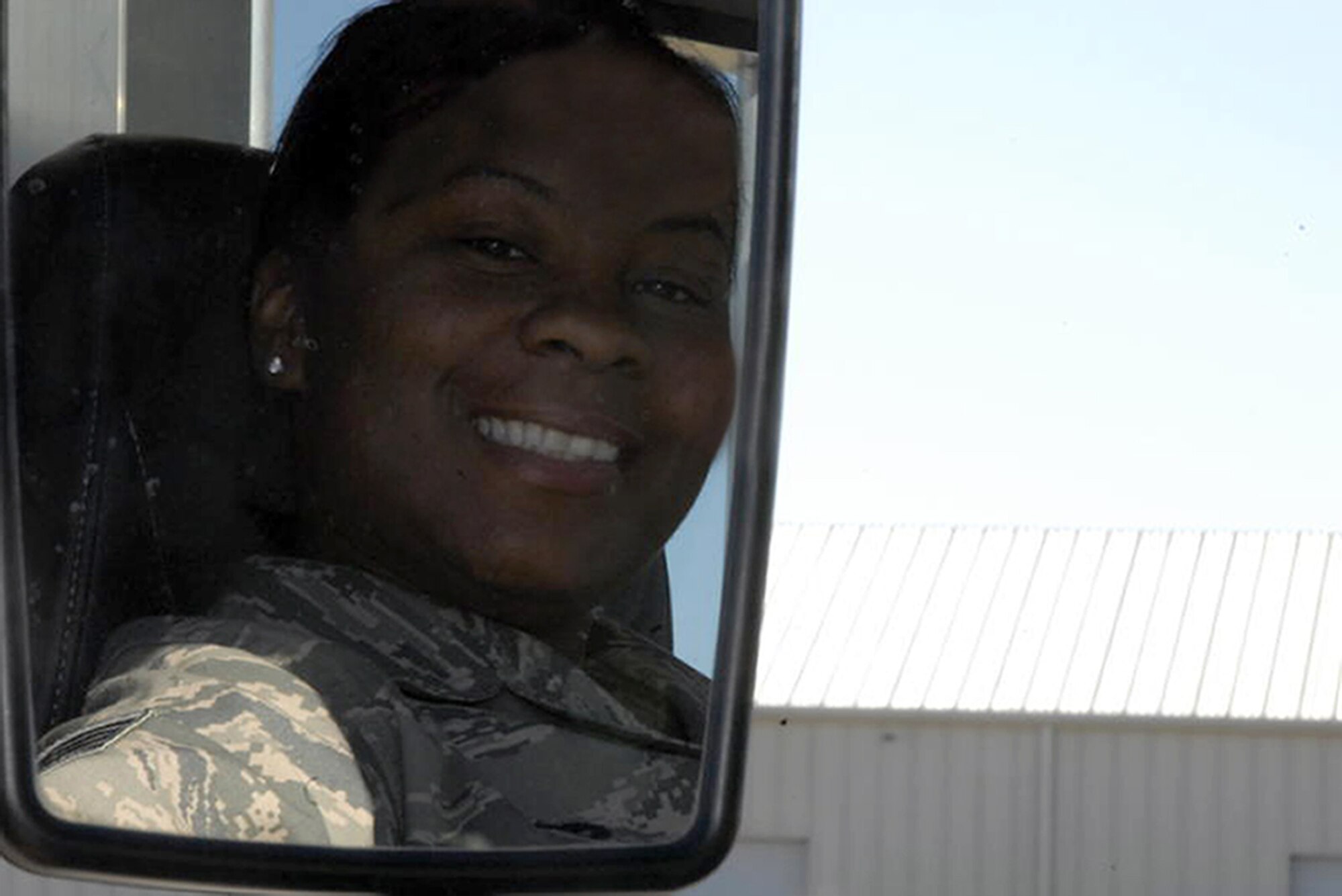 NELLIS AIR FORCE BASE, Nev. – Tech. Sgt. Donielle Myles, along with Senior Airman Kirk Simon (not pictured), 442nd Logistics Readiness Squadron transportation technicians, hauled support equipment approximately 1,515 miles from Whiteman Air Force Base, Mo. to Nellis AFB, Nev. for Red Flag, an aerial combat competition the 442nd Fighter Wing A-10 Thunderbolt II pilots compete in through Feb. 4, 2011. The 442nd Fighter Wing is an Air Force Reserve unit at Whiteman Air Force Base, Mo. (U.S. Air Force photo/Senior Airman Tracy Brown)