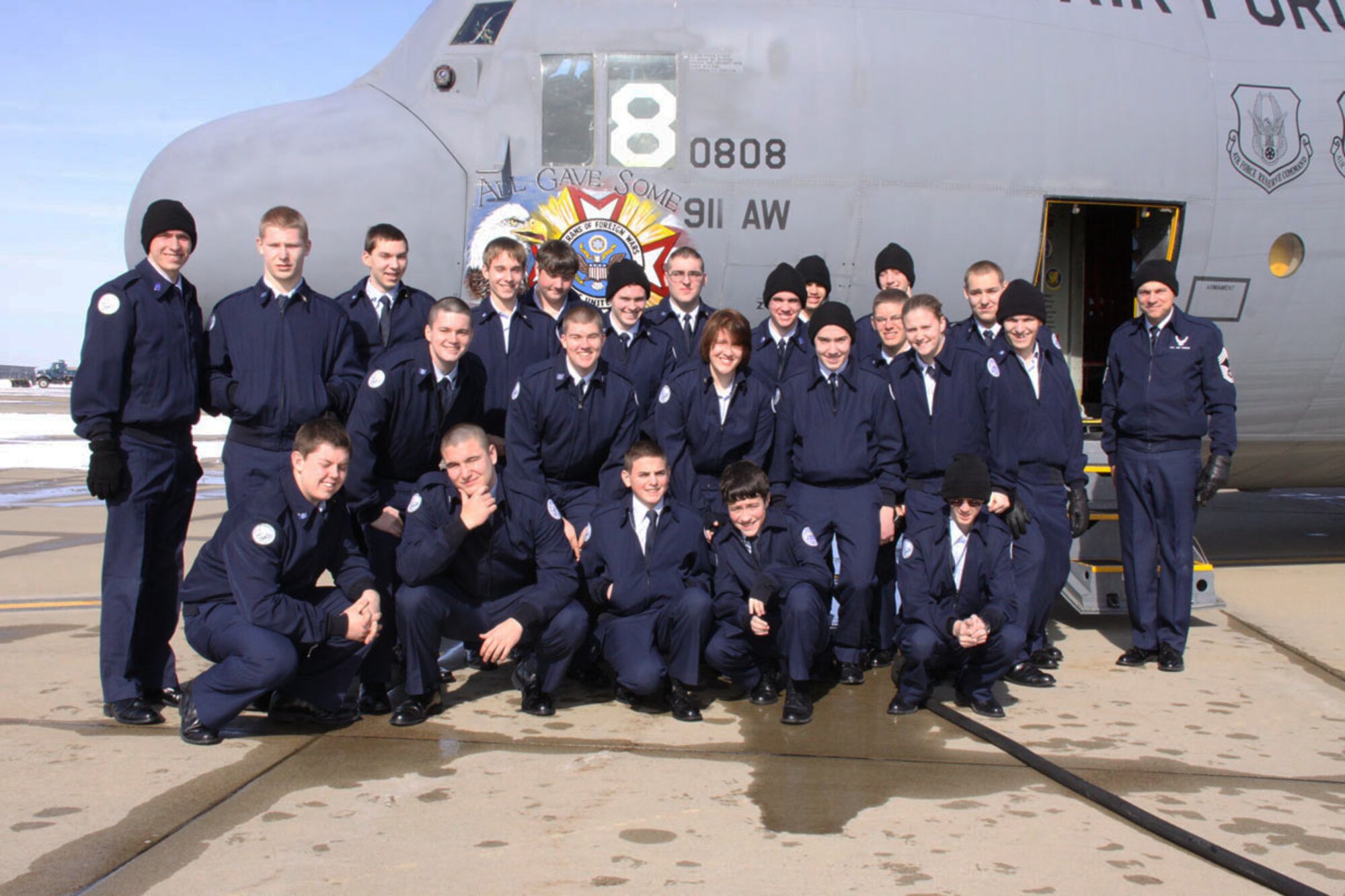 The Pine-Richland High School Air Force Junior ROTC Program took flight with the 911th Airlift Wing located in Moon Township, Jan. 31, 2011. About two dozen cadets had the chance to take an incentive flight on a C-130 cargo aircraft at the 911th AW in Moon Township. The flight lasted approximately 45 minutes and allowed cadets to see and experience what the life of a pilot and aircrew members is like in the Air Force Reserve. This is the first school year that PRHS has offered the program for students in grades 9-12. This program aims to educate and train students in aerospace science.(U.S. Air Force Photo/Master Sgt. Mark A. Winklosky)