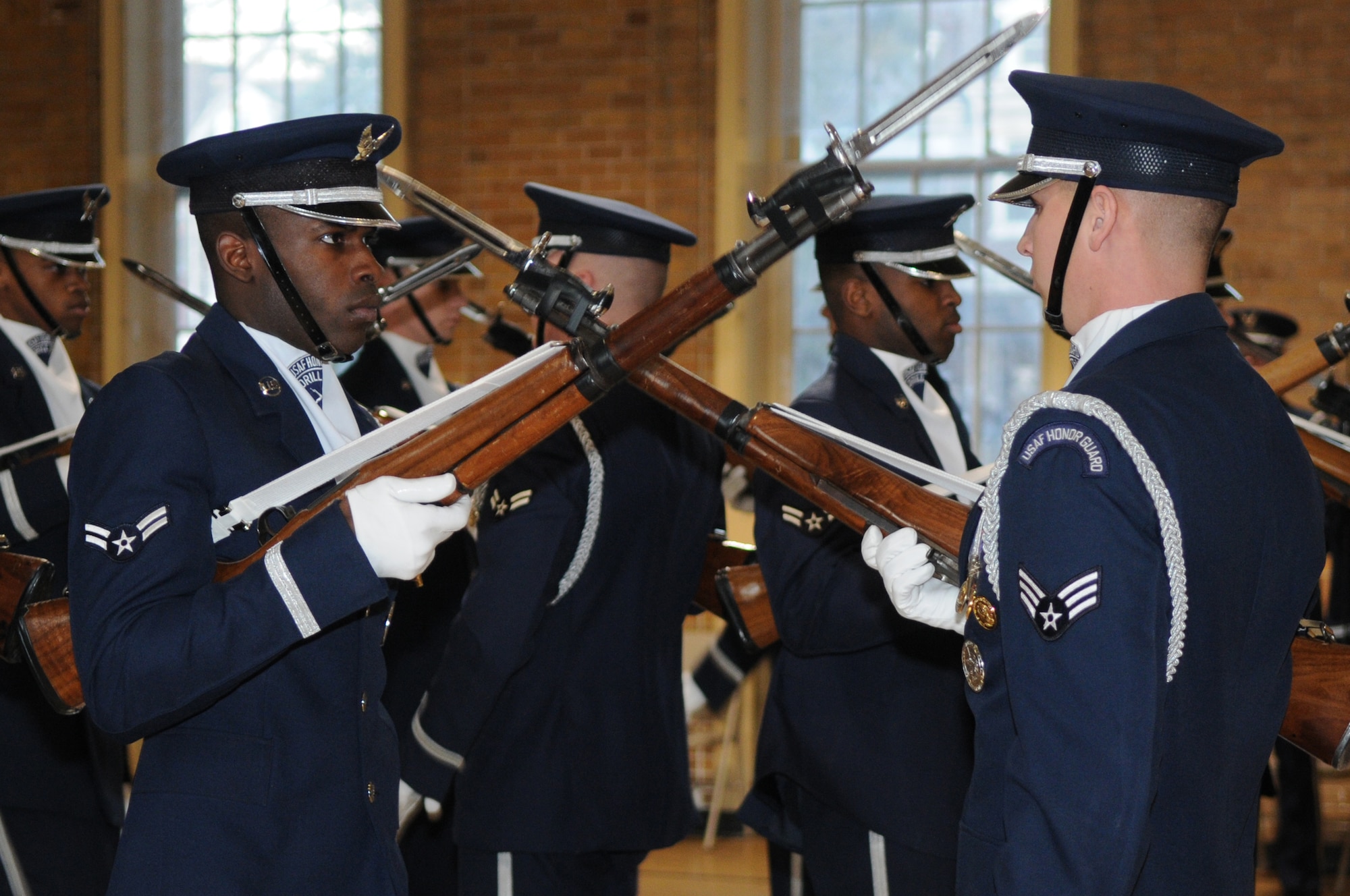 The U.S. Air Force Honor Guard drill team performs for the youth Jan. 21 at the Boys and Girls Club of D.C., Washington D.C. The USAF Honor Guard performs in the local community to raise awareness of the Air Force mission. (U.S. Air Force photo by Senior Airman Christopher Ruano)