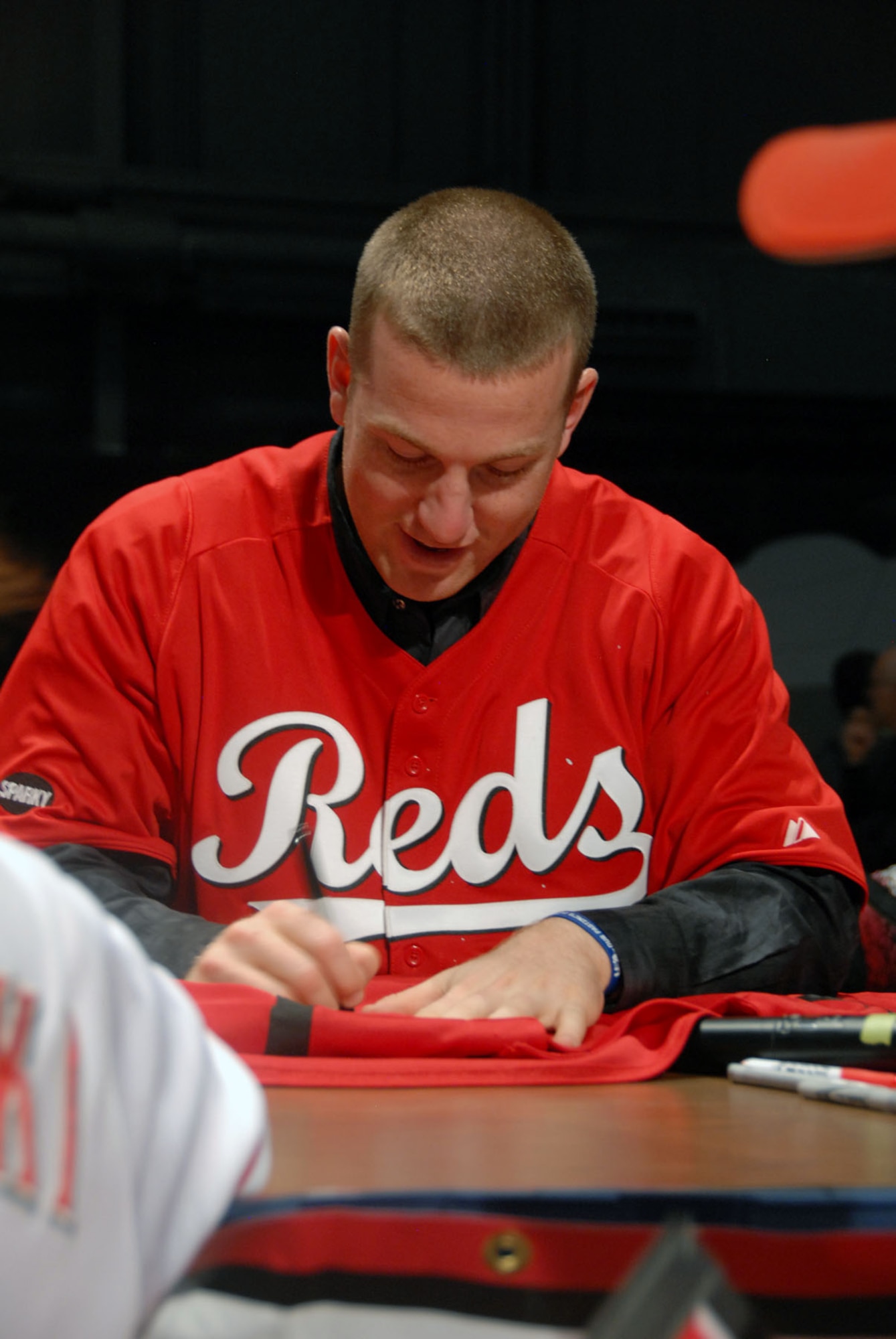 DAYTON, Ohio (01/2011) -- Fans had the chance to meet and get autographs from members of the Cincinnati Reds organization, including minor leaguer Todd Frazier, during their stop at the National Museum of the U.S. Air Force for the 2011 Reds Caravan. (U.S. Air Force photo)