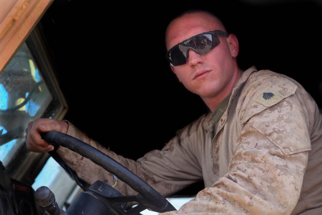 Sergeant Thomas Marshall, a light armored vehicle mechanic and Williamsport, Ind., native with 2nd Light Armored Reconnaissance Battalion, 2nd Marine Division (Forward), was meritoriously promoted to sergeant in under three years.  He credits his disciplined upbringing for his success in the Marine Corps.