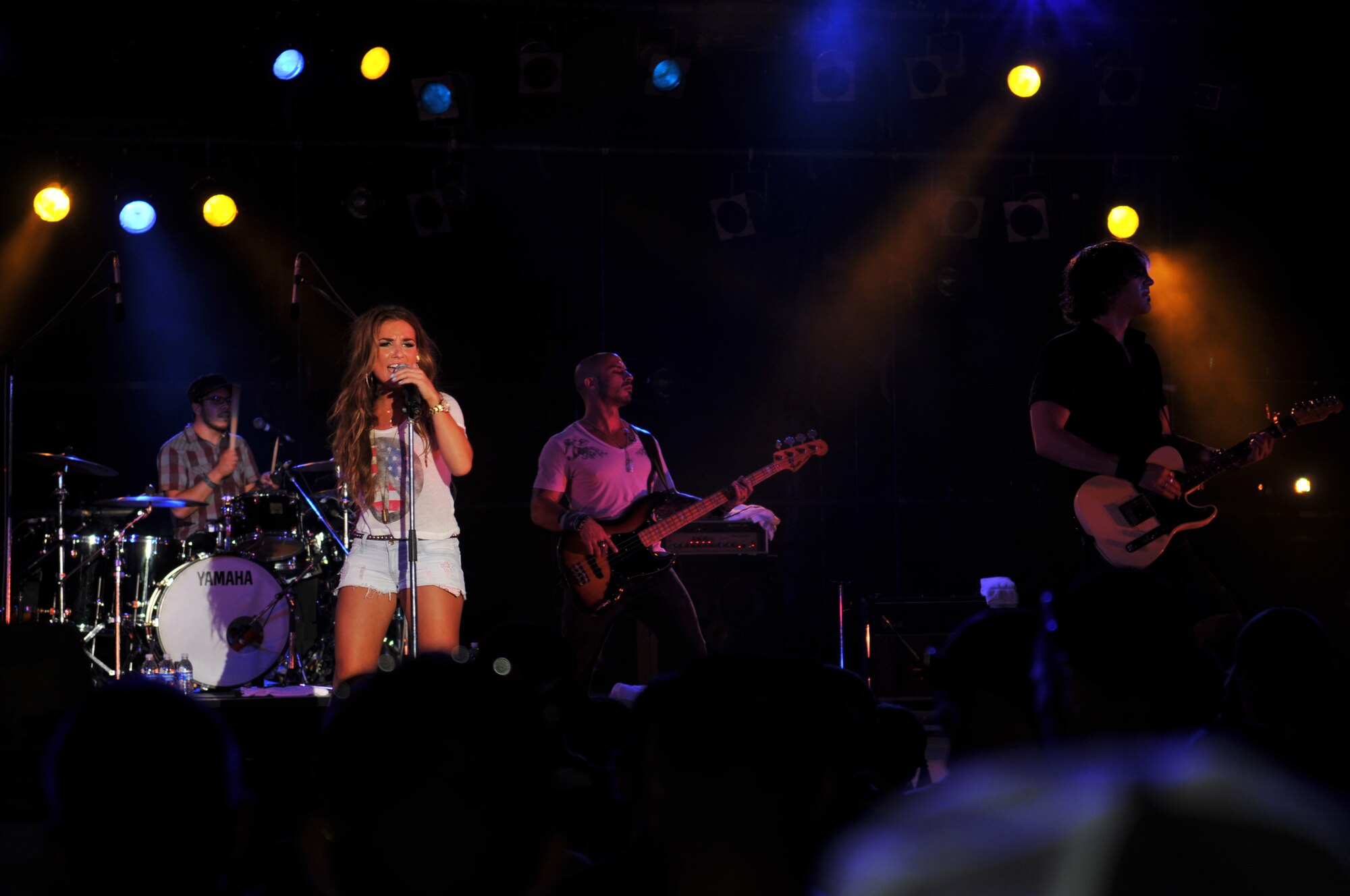 Country/pop star Jessie James performs for a croud at AmericaFest 2011, July 1. AmericaFest takes place July 1 and 2, and is an event designed to build international relations with the local Okinawan community. (U.S. Air Force photo/Tech. Sgt. Angelique Perez)