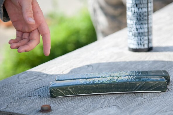 At Dover Air Force Base, Del., explosive ordnance disposal technicians train with small munitions, such as C-4, on June 30, 2011. (U.S. Air Force Photo/Adrian Rowan)