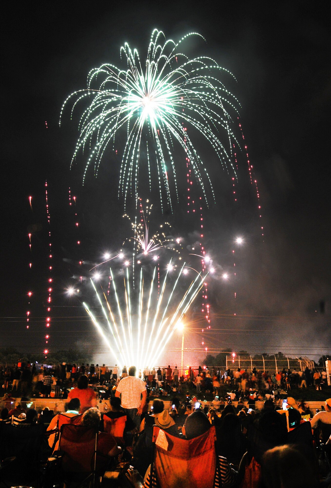 A fireworks display lit up the sky to top off the evening at the Independence Day Concert. U. S. Air Force photo by Sue Sapp