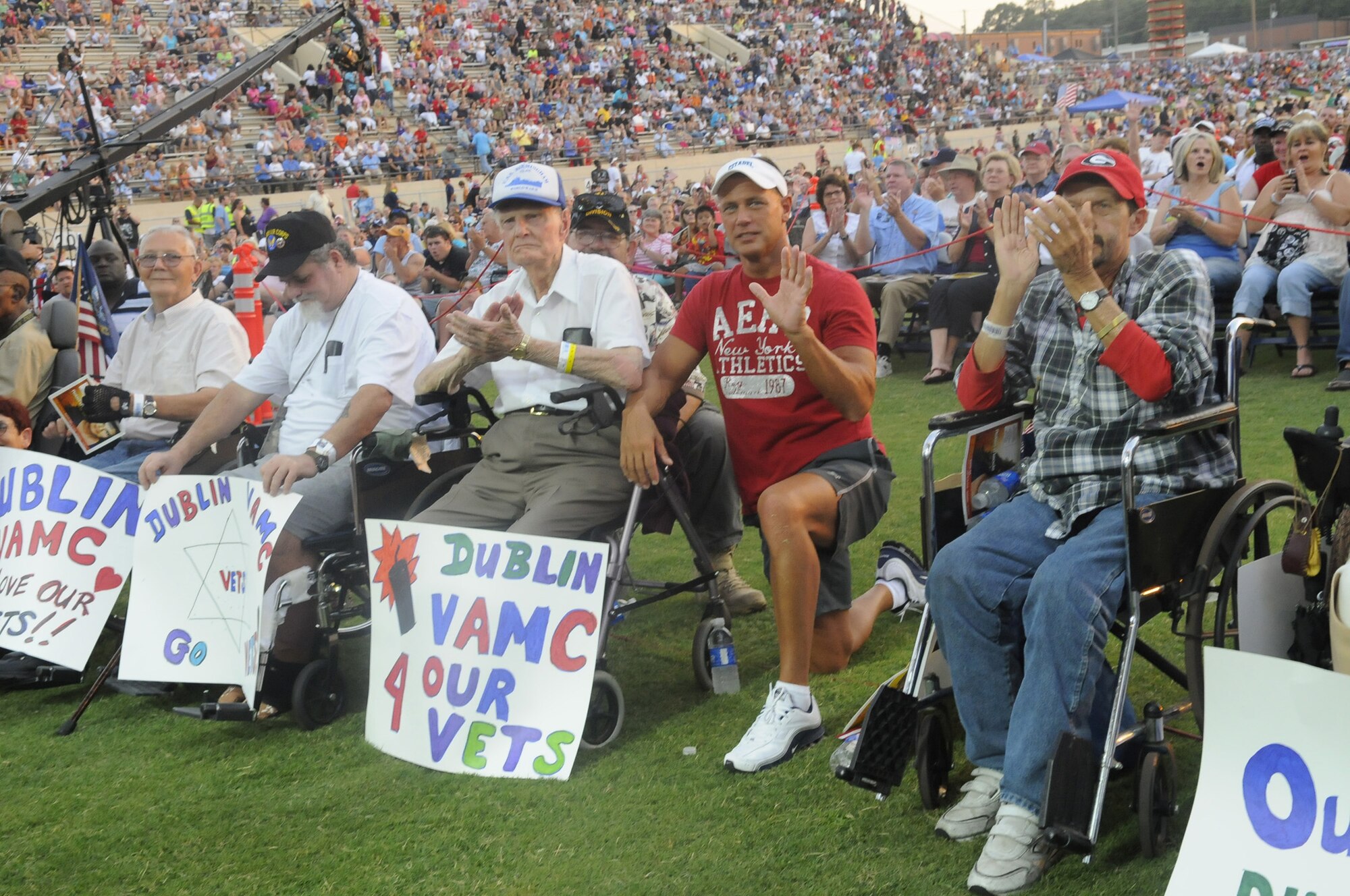 A group of veterans from Dublin VA Medical Center, were distinquished guests and given a front-row seat at the concert. U. S. Air Force photo by Sue Sapp 