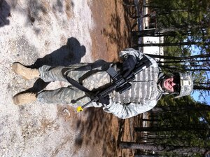 Staff Sgt. Brock Davis, 36th Intelligence Squadron, attends five weeks of Combat Skills Training in March 2011 at Fort Dix, N.J. Sergeant Davis deployed thereafter to serve as the Collections Requirements noncommissioned officer in charge for the United States Forces-Iraq J2 CM&D. (Courtesy photo)