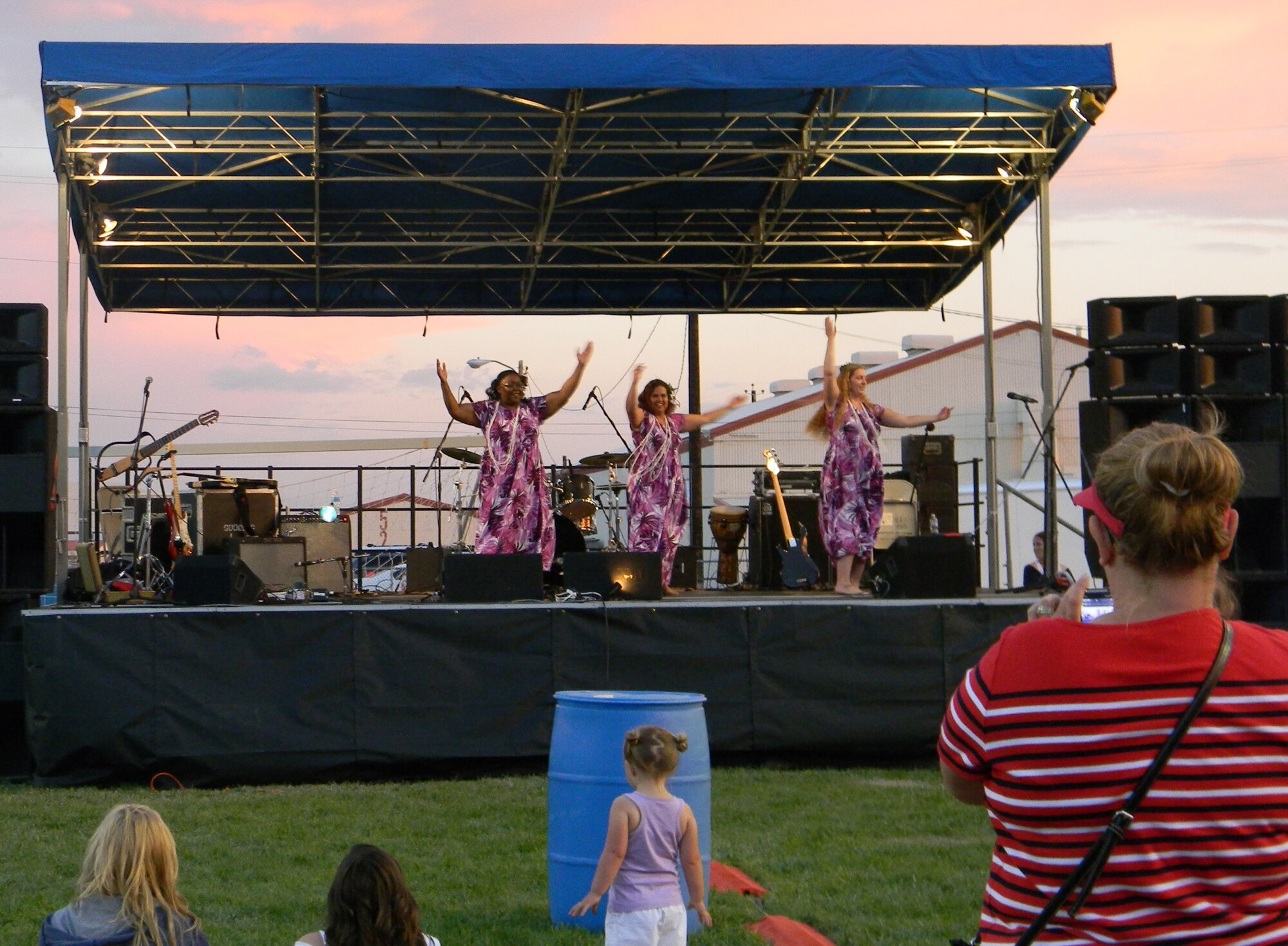 Several local performers such as this Hawaiian dance team performed at Summer Bash 2011 July 4.  (Air Force photo by Veronica Buening)