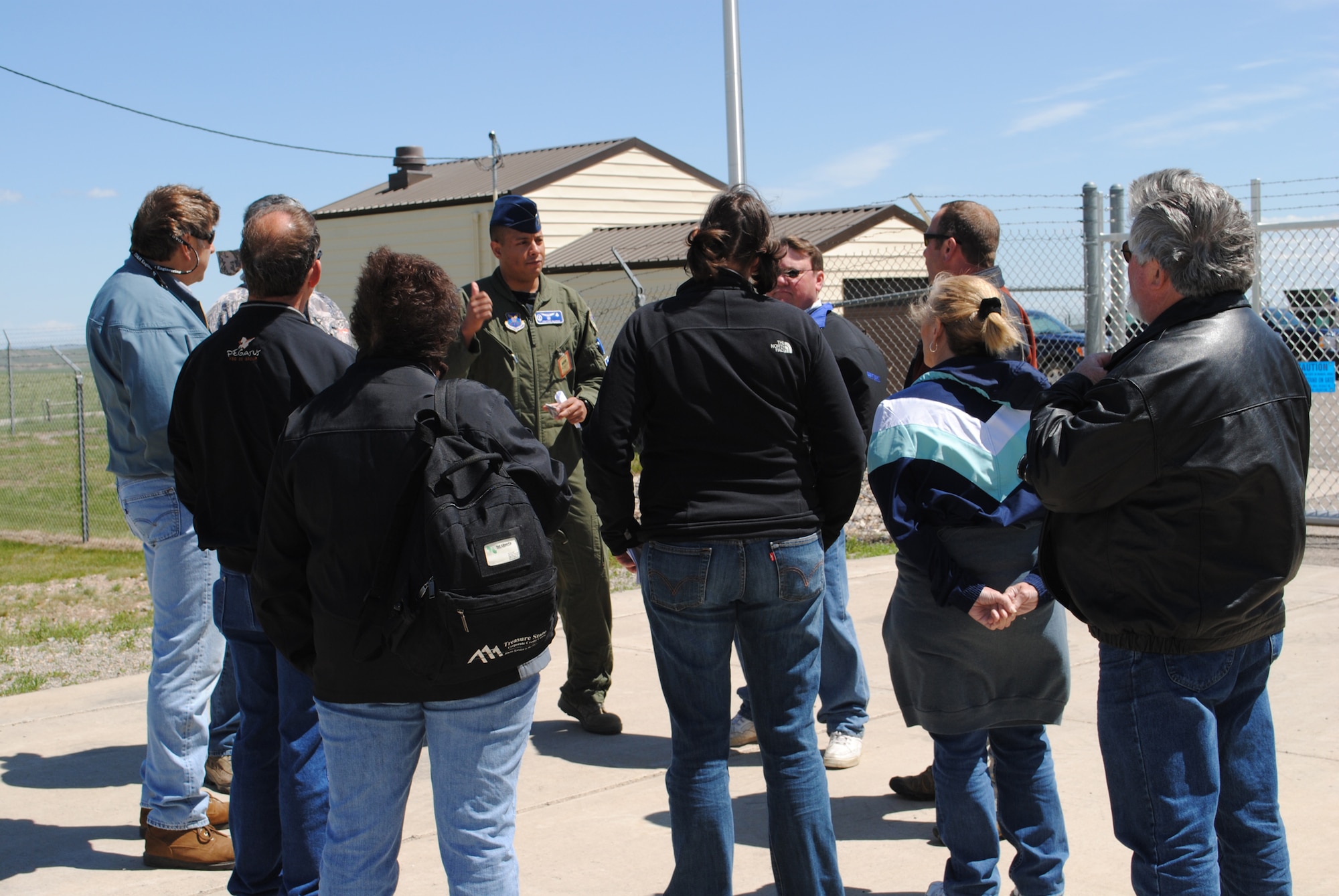 Members of the Military Affairs Committee get a short briefing before entering a missile alert facility.  (U.S. Air Force photo/Airman Cortney Hansen)