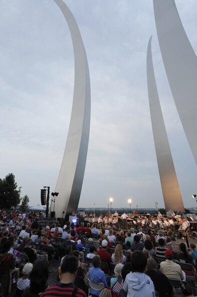 The U.S. Air Force Band performs at the Air Force Memorial, Arlington, Va., in honor of Independence Day July 4, 2011. The USAF Band’s performance honored service members, past and present. (U.S. Air Force photo/Staff Sgt. Christopher Ruano)