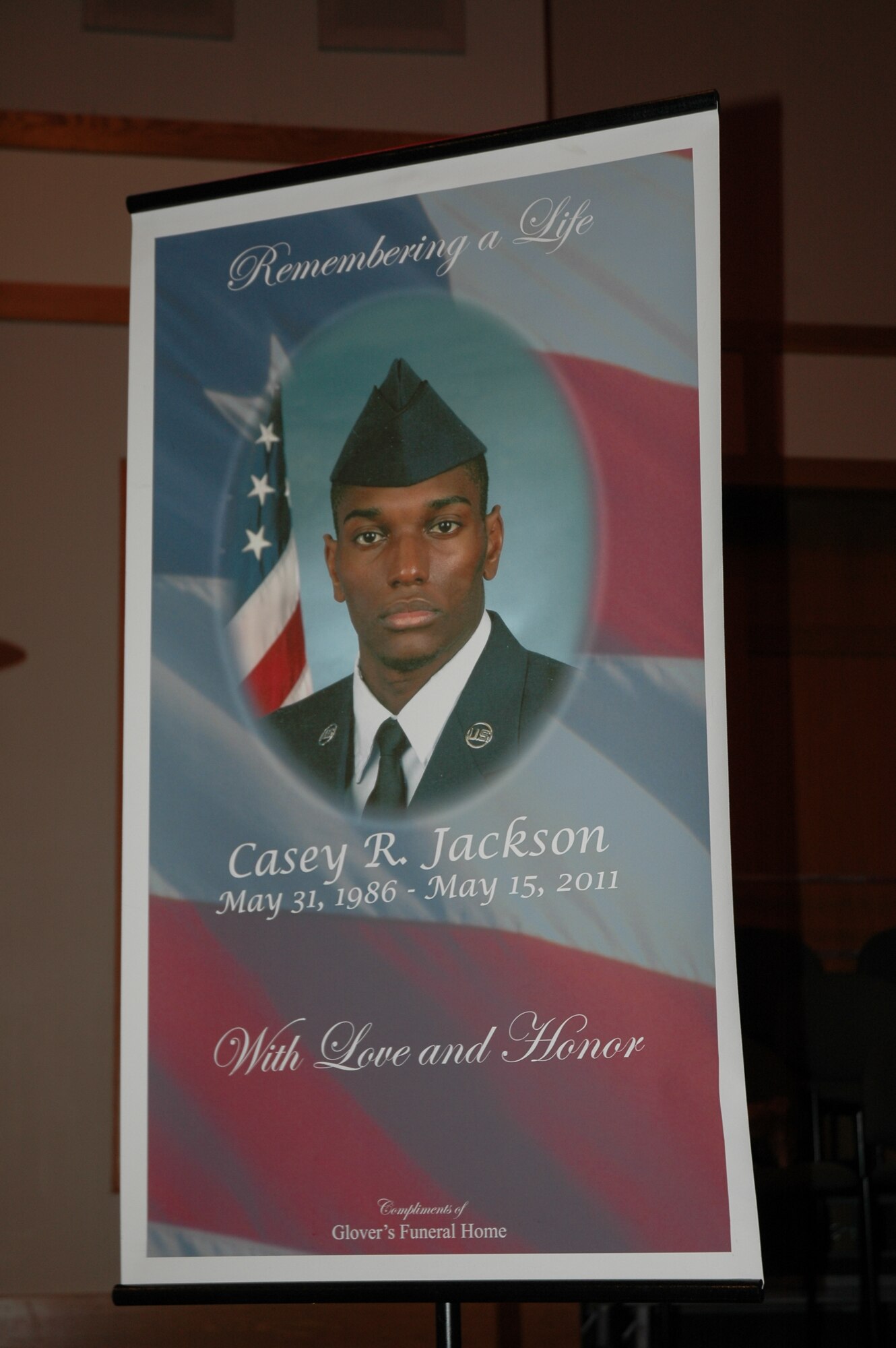 A memorial service for Senior Airmen Casey Jackson, a Reservist with the 315th Airlift Wing was held on July 9, at the Joint Base Charleston Chapel. (U.S. Air Force photo by Second Lieutenant Jeff Kelly)
