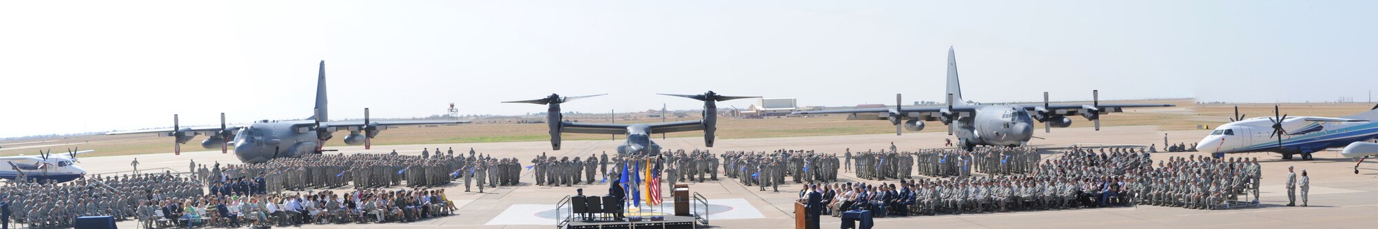 U.S. Air Force Col. Albert M. "Buck" Elton II, 27th Special Operations Wing commander, receives his first salute from the wing in a change of command ceremony at Cannon Air Force Base, N.M., July 8, 2011.  Elton replaces Col. Stephen Clark, who had led the wing since May 2009.  (U.S. Air Force photo by Senior Airman James Bell)(RELEASED)