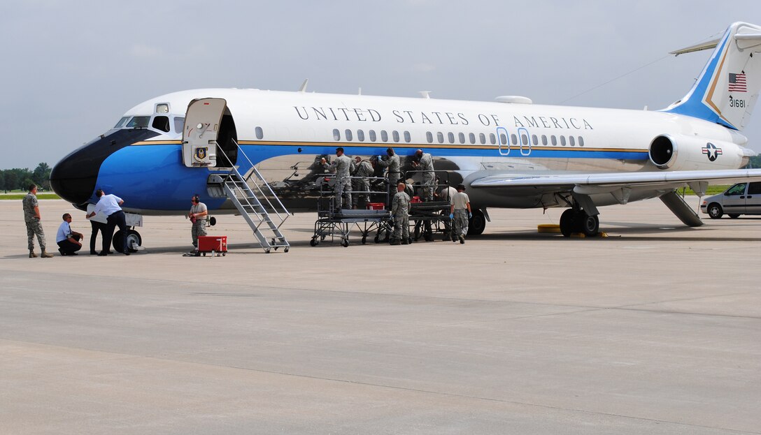 Several 932nd Maintenance Group members went to work after a last minute change in aircraft needed for a mission. This meant a fast tail swap, and a quick polish. During the challenging preparations for the aircraft to launch, with aircrew on board performing their pre-flight duties, the 932nd Maintenance Squadron put together this massive polish-&-buff crew to ensure the wing maintained its standard of appearance excellence. (U.S. Air Force photo submitted by Senior Master Sgt. Dale Dossett)