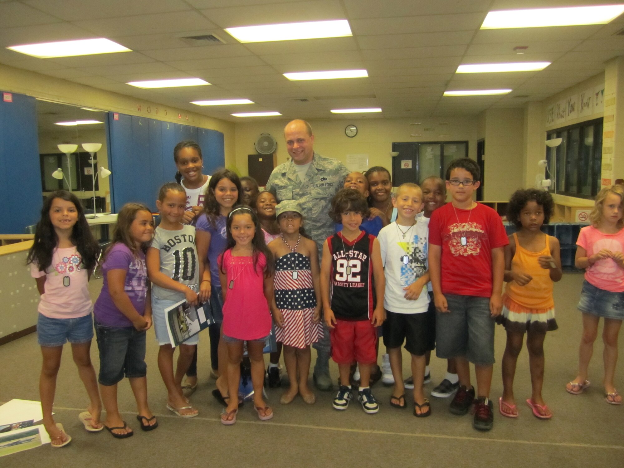 Technical Sergeant Karl Koenig spoke at a summer camp program held at Washington Elementary School in Manchester CT on July 8. (courtesy photo) 