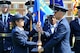 Col. Gina M. Humble, 11th Operations Group commander, passes the guidon to Lt. Col. Kenneth A. Marentette, U.S. Air Force Honor Guard commander, during the change of command ceremony July 12, at Joint Base Anacostia-Bolling, D.C. The USAF Honor Guard consists of four ceremonial flights: Colors, Bearers, Firing Party or team and Parade Flight. It is also home to the USAF Drill Team. (U.S. Air Force photo by Senior Airman Steele C. G. Britton)