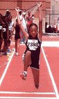 LAUGHLIN AIR FORCE BASE, Texas - - Ashley Terrell, daughter of Maj. Vincent Terrell, 47th Communication Squadron commander, and Machelle Terrell, 47th Flying Training Wing sexual assault response coordinator, long jumps in the 2011 Amateur Athletic Union National Qualifier Meet in Converse, Texas. She placed in the top five and will be attending the National Junior Olympics in August. (Contributed photo)