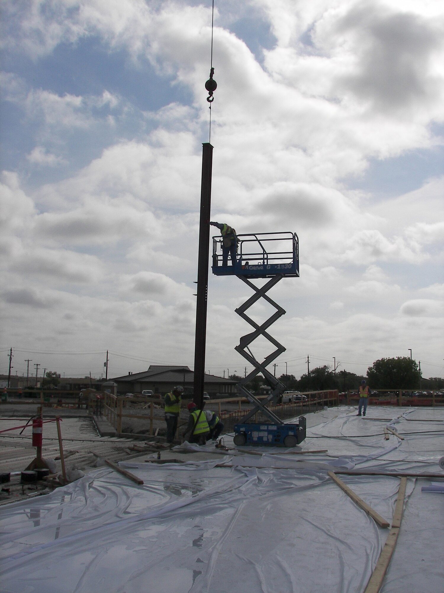 The first steel beam was placed mid June on the new MacKown Dental Clinic, Lackland Air Force Base, Texas. When completed, the new clinic will almost double the size of the current facility, which was built in 1952. (courtesy photo)