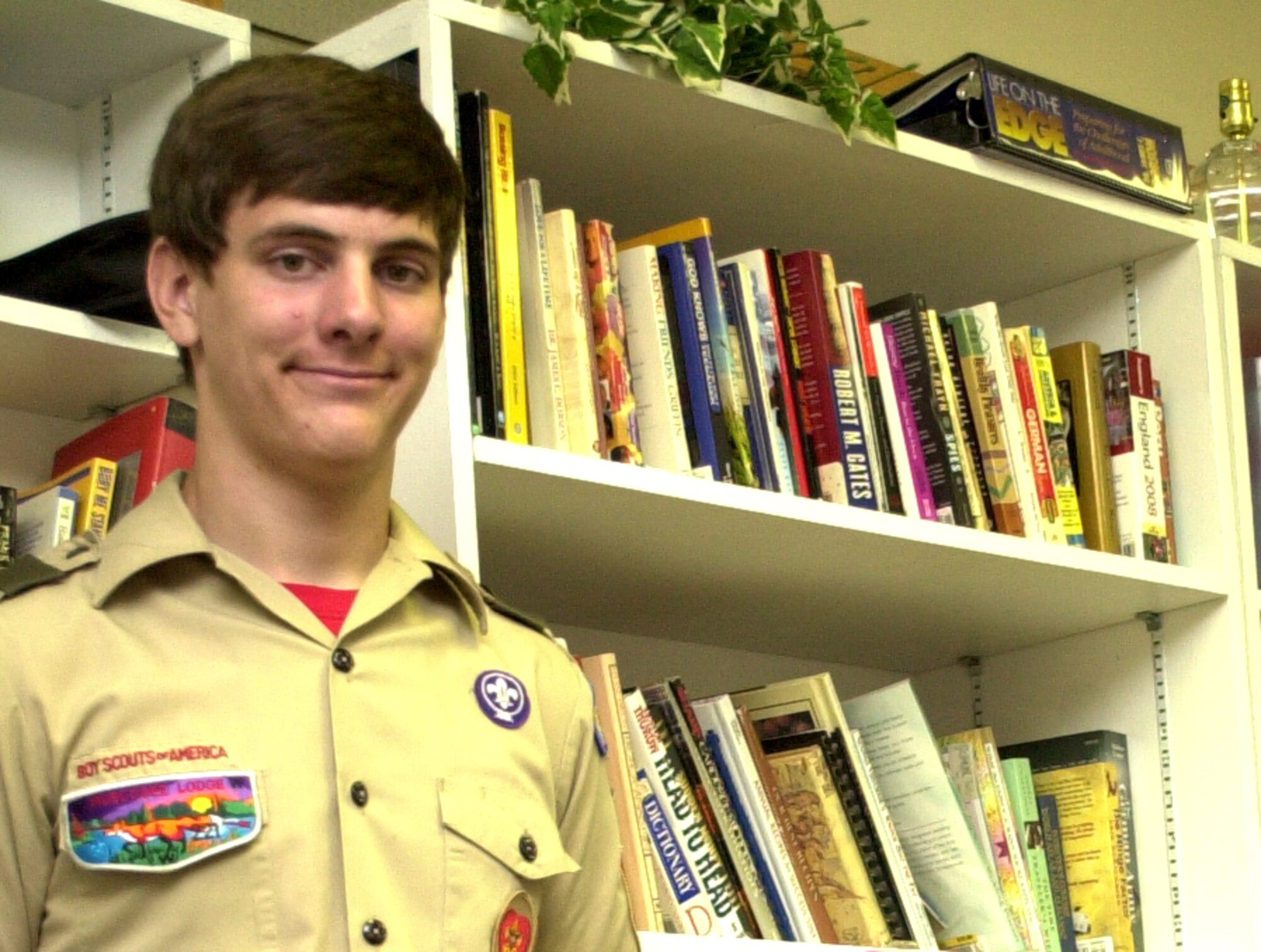 David Bacon, son of Lt. Col. Thomas Bacon, the 71st Medical Operations Squadron commander, completed his Eagle Scout project at the Thrift Shop at Vance AFB, Okla., in April. David, 17, one of four Eagles scouts in his family, built display shelves for the Thrift Shop. (U.S. Air Force photo/ Airman 1st Class Frank Casciotta)