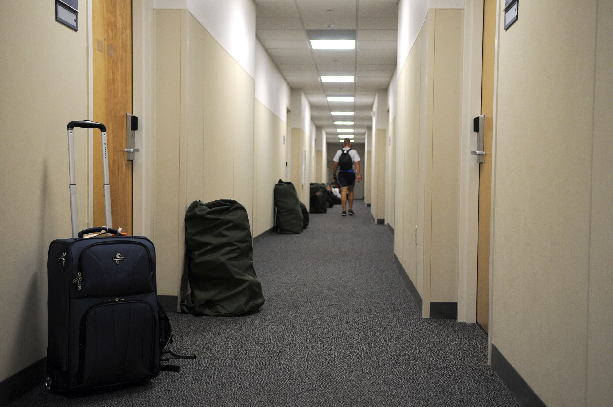 GOODFELLOW AIR FORCE BASE, Texas -- The first wave of 315th Training Squadron Airmen move into a newly built dormitory here July 11. This move will relocate 600+ Airmen allowing for a better quality of life for students.(U.S. Air Force photo/Senior Airman. Heather L. Rodgers)
