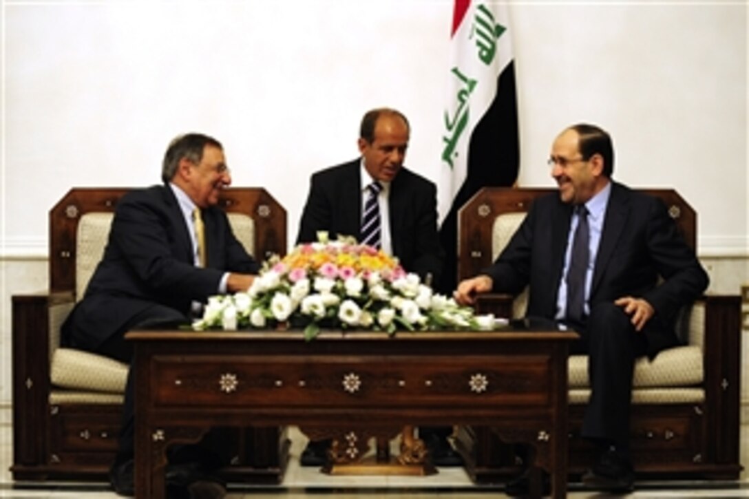 Secretary of Defense Leon E. Panetta meets with Prime Minister of Iraq Nuri al-Maliki in Baghdad, Iraq, on July 11, 2011.  