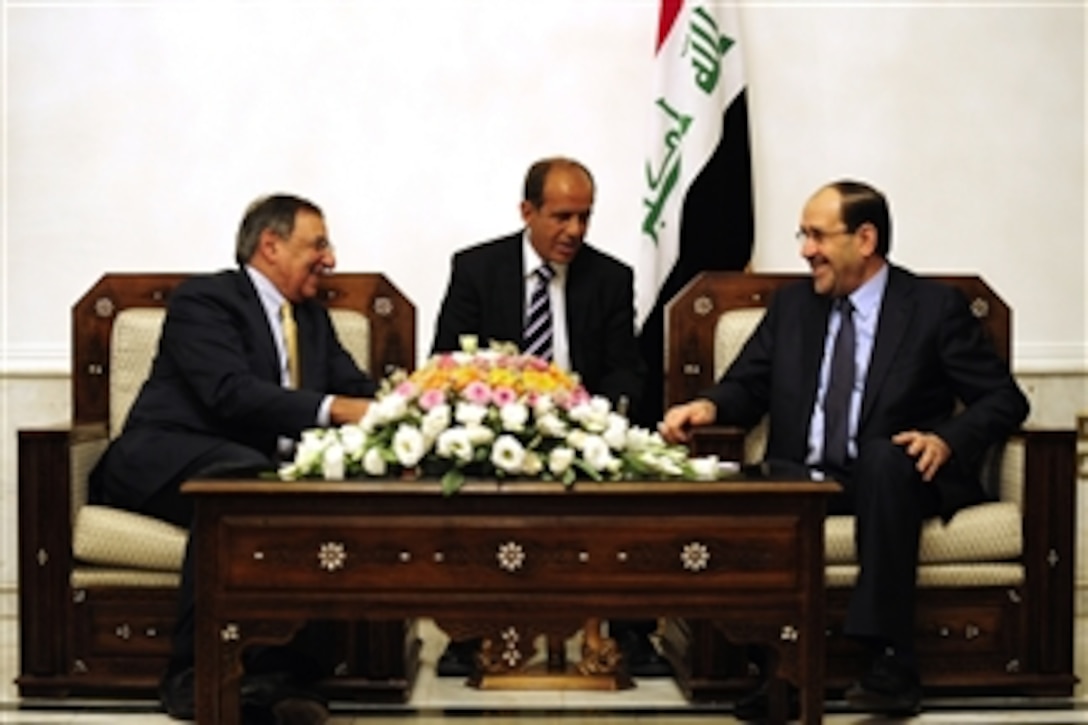Secretary of Defense Leon E. Panetta meets with Prime Minister of Iraq Nuri al-Maliki in Baghdad, Iraq, on July 11, 2011.  