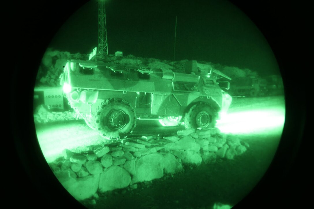 A French Foreign Legion assault vehicle lines up in convoy order during a joint training exercise between U.S. Marines with 4th platoon, Charlie Company, Battalion Landing Team 1/1 (BLT), 13th Marine Expeditionary Unit (MEU) and French Foreign Legion in Djibouti July 13. The 13th MEU is deployed with the Boxer Amphibious Ready Group, also providing support for the maritime security operations and theater security cooperation efforts in the U.S. 5th fleet area of responsibility. (U.S. Marine Corps photo by Staff Sgt. Donald Bohanner/Released)