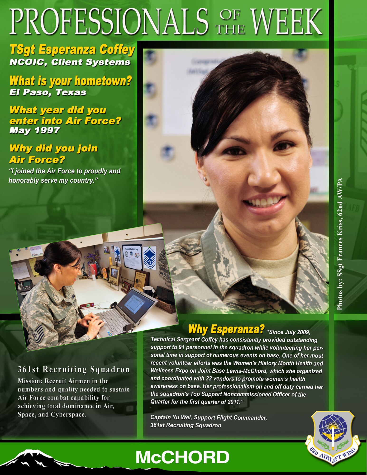 Tech. Sgt. Esperanza Coffey (U.S. Air Force photos/Staff Sgt. Frances Kriss) (U.S. Air Force graphic/Adamarie Lewis-Page) 
