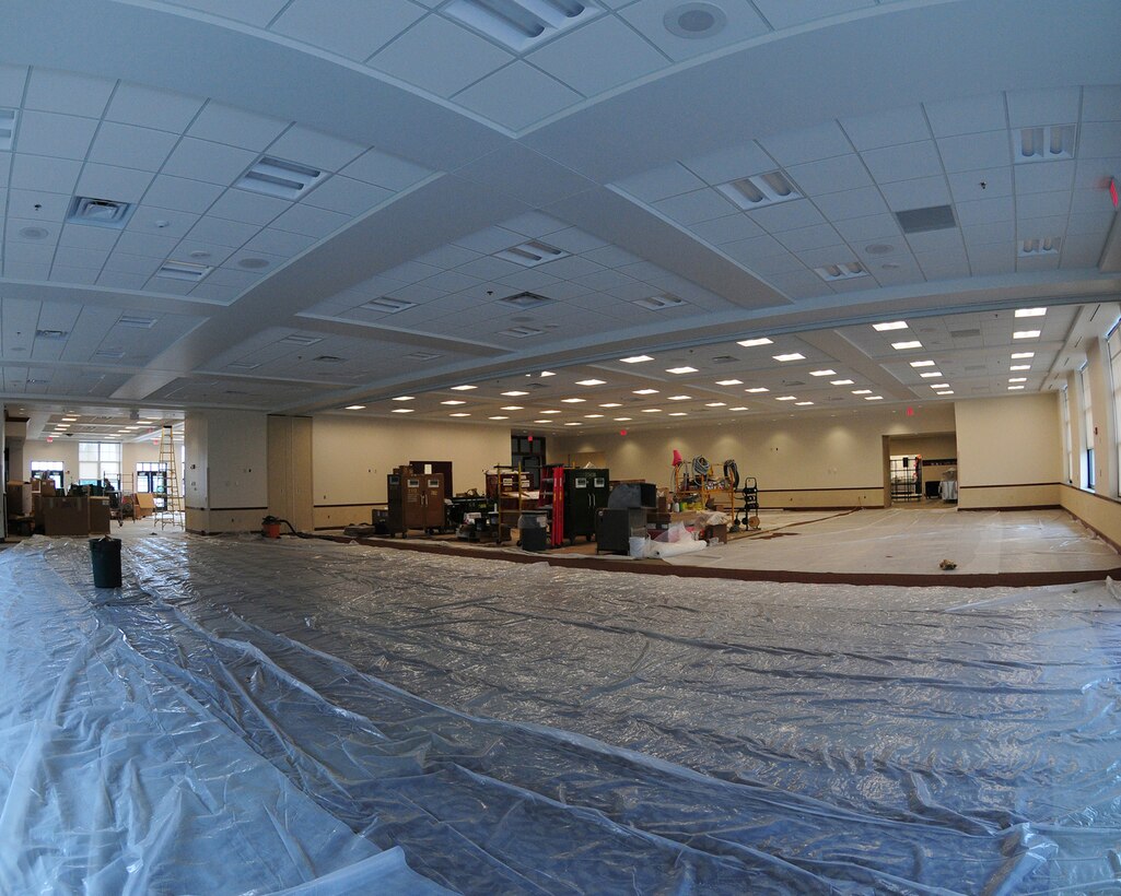 Construction work is nearly done on the Community Activities Center (CAC) on the Niagara Falls Air Reserve Station, N.Y.  The CAC will replace the old 1950s era dining hall with a new, bigger modern facility.  The 18,000 square foot, $10.3 million project is slated to open in mid August. (U.S. Air Force Reserve Photo by Peter Borys)