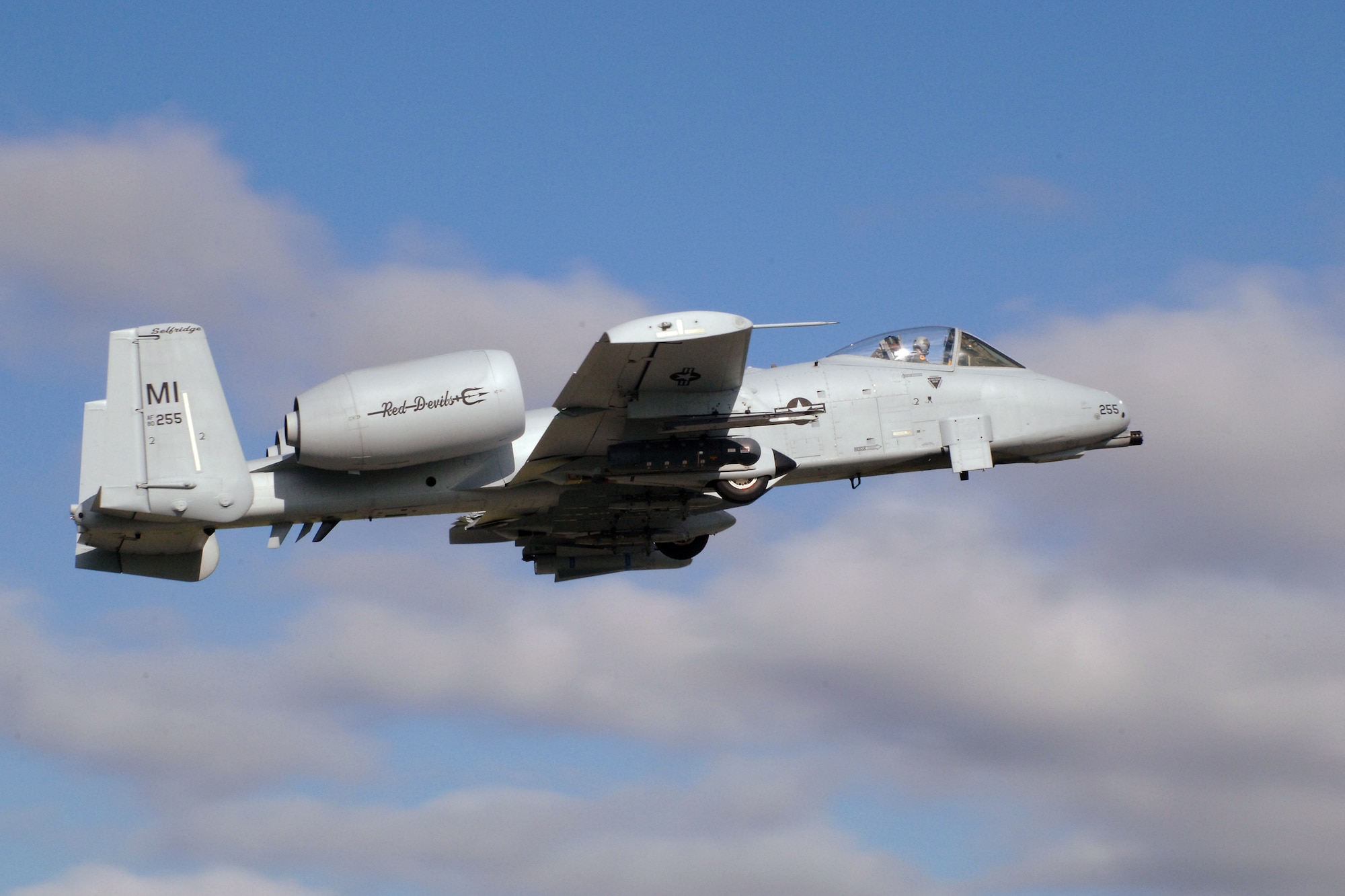 An A-10 Thunderbolt II takes off from Selfridge Air National Guard Base, Mich., July 12, 2011, on a training mission flown by the 107th Fighter Squadron, Michigan Air National Guard. The 127th Wing at Selfridge recently passed a major milestone when the Wing’s A-10s were declared Initial Operating Capable in late June. Typically, a wing spends three years in the formal conversion process from one aircraft to another before reaching IOC status. The 127th Wing began converting to the A-10 in early 2009 and declared IOC status after 2.5 years. Previously, the wing’s fighter squadron had flown F-16 Falcon aircraft. “The men and women of the 127th Maintenance Group and the 127th Operations Group have done a marvelous job rising to the challenge and the milestone we passed on June 30 proves they have what it takes to operated this weapon system, should they be called to the fight,” said Col. Gregory S. Holzhei, 127th Maintenance Group commander. The A-10, also known as the Warthog, is the Air Force’s primary air-to-ground attack aircraft. In addition to the A-10, the 127th Wing also flies the KC-135 Stratotanker, an aerial refueler, at Selfridge. (USAF photo by John Swanson)