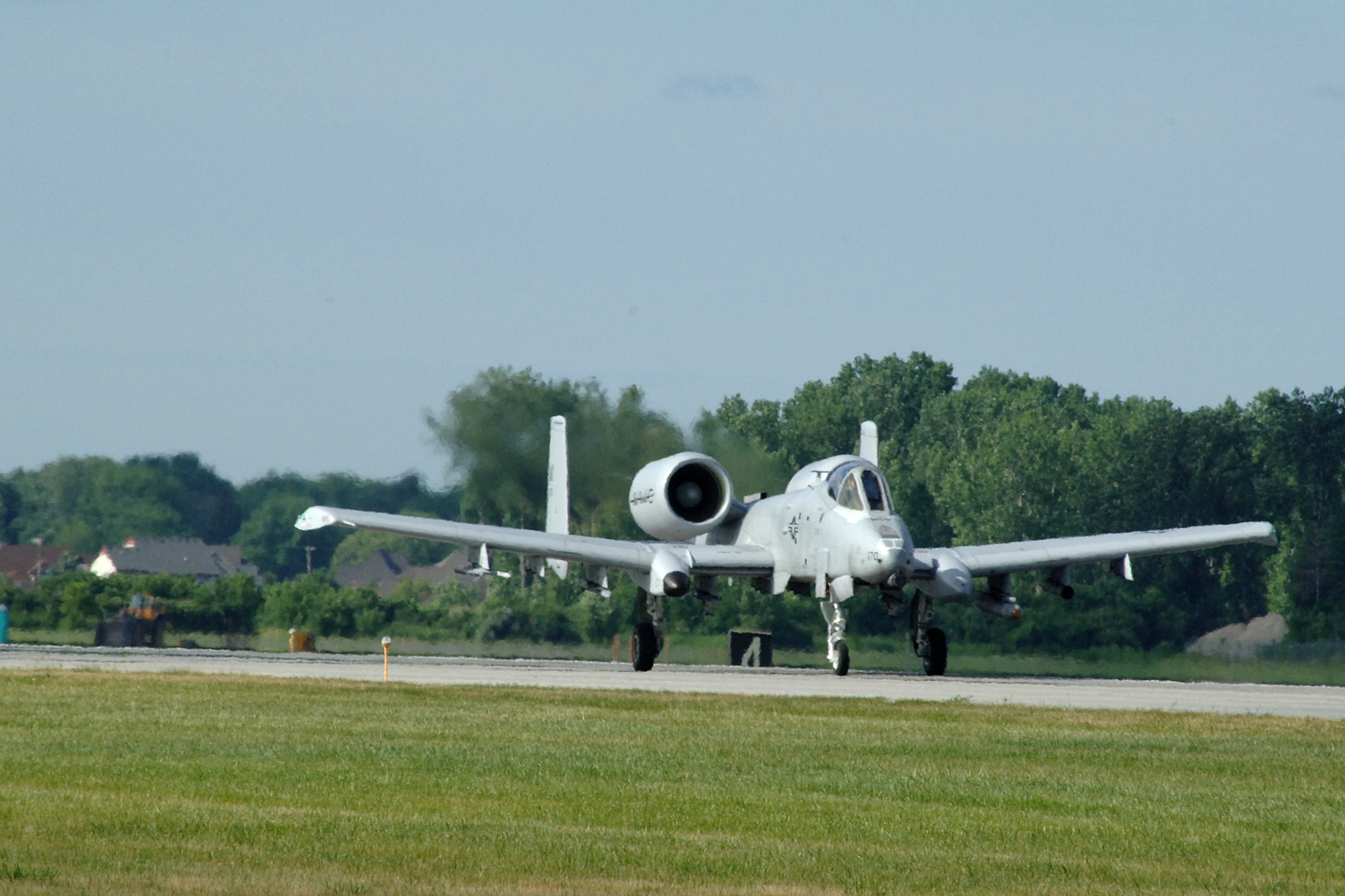 An A-10 Thunderbolt II prepares to take off from Selfridge Air National Guard Base, Mich., July 12, 2011, on a training mission flown by the 107th Fighter Squadron, Michigan Air National Guard. The 127th Wing at Selfridge recently passed a major milestone when the Wing’s A-10s were declared Initial Operating Capable in late June. Typically, a wing spends three years in the formal conversion process from one aircraft to another before reaching IOC status. The 127th Wing began converting to the A-10 in early 2009 and declared IOC status after 2.5 years. Previously, the wing’s fighter squadron had flown F-16 Falcon aircraft. “The men and women of the 127th Maintenance Group and the 127th Operations Group have done a marvelous job rising to the challenge and the milestone we passed on June 30 proves they have what it takes to operated this weapon system, should they be called to the fight,” said Col. Gregory S. Holzhei, 127th Maintenance Group commander. The A-10, also known as the Warthog, is the Air Force’s primary air-to-ground attack aircraft. In addition to the A-10, the 127th Wing also flies the KC-135 Stratotanker, an aerial refueler, at Selfridge. (USAF photo by John Swanson)