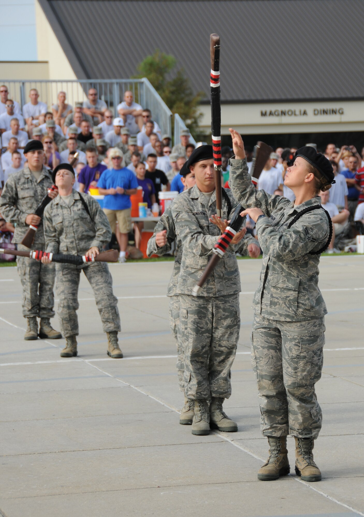 Members of the 334th Training Squadron's team perform their freestyle drill during Friday's drill down competition.  (U.S. Air Force photo by Kemberly Groue)