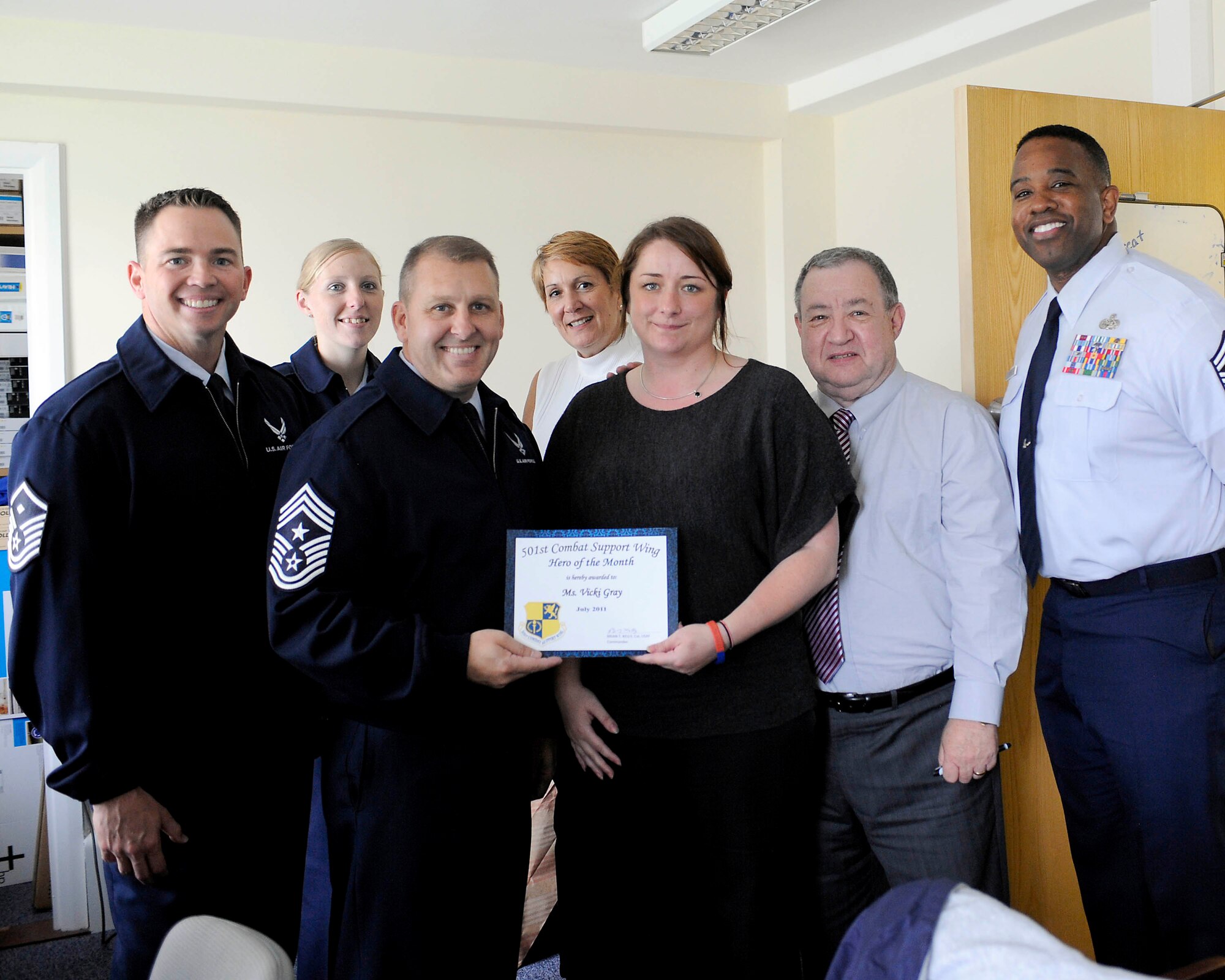 RAF MENWITH HILL, United Kingdom - Vicki Gray is recognized as a 501st Combat Support Wing Everyday Hero July 11. As the director of marketing for the 421st Air Base Squadron, Gray coordinated the Independence Day celebrations here, which was attended by more than 3,200 people from the surrounding area. This is Gray's fifth year coordinating the event.