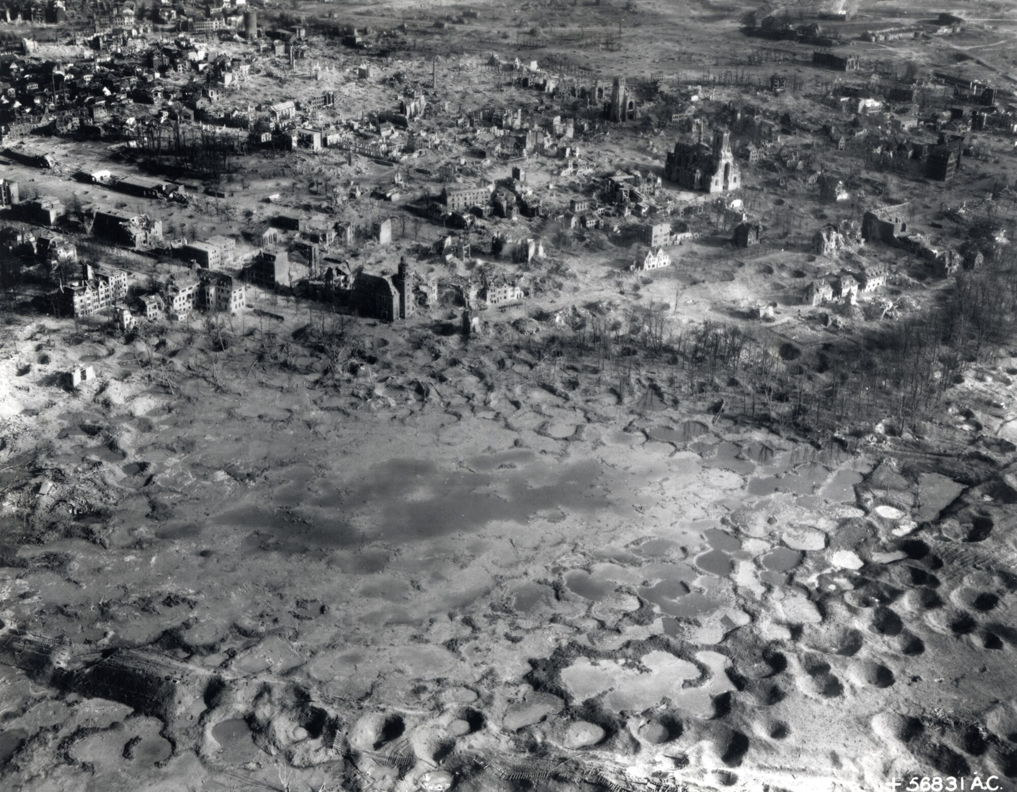 Ruins of Wesel, Germany, devastated by Allied bombing in preparation for the crossing of the Rhine on March 22-23, 1945. (U.S. Air Force photo)
