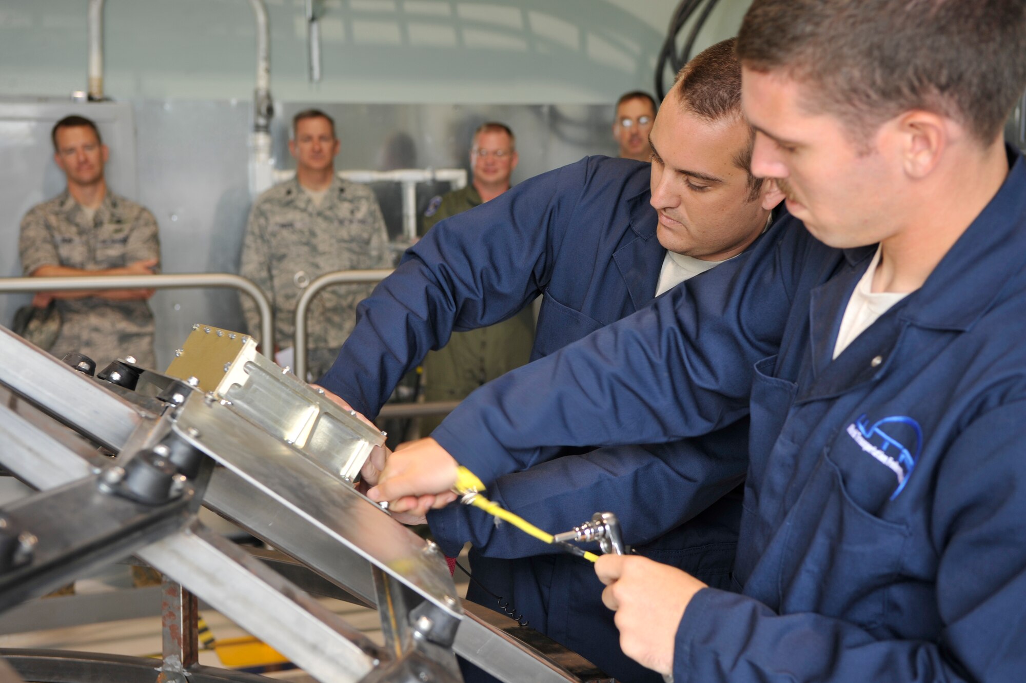 VANDENBERG AIR FORCE BASE, Calif. -- Operational techniques are shown to Team V members during the 30th Launch Group Bogart Bay tour here Friday, July 15, 2011.  The facility allows the trainees to observe and provide feedback on performance, which enhances mission success.  (U.S. Air Force photo/Staff Sgt. Andrew Satran)   
  
 