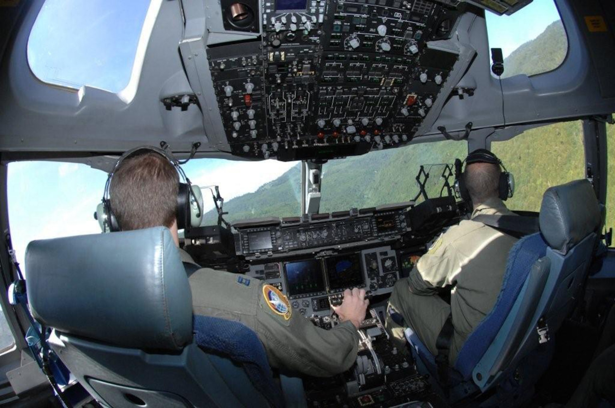 Capt. Mike Costas and Capt. Brad Myers practice low-level navigation this month over the California coastline in preparation for Rodeo 2011, an Air Mobility Command-sponsored, international airlift and airdrop competition held July 23–30 at Joint Base Lewis-McChord, Wash. Team March will compete with a four-man C-17 aircrew from the 729th Airlift Squadron and a 12-person maintenance team from the 452nd Maintenance Group. (U.S. Air Force photo / Tech. Sgt. Rob Haberlin)