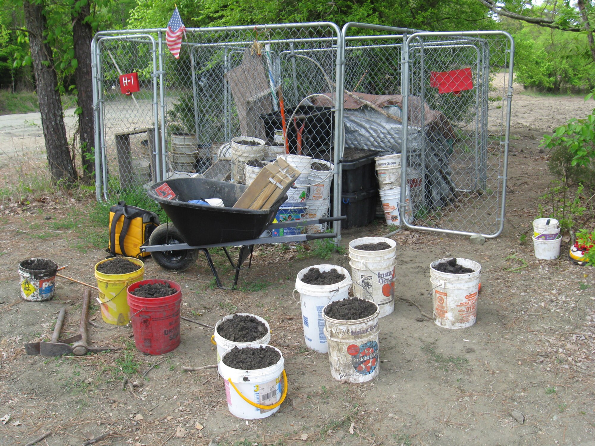 Rod Stewart stores the dirt from his diamond digging in special storage bins at Crater of Diamonds State Park. Once he has collected all the dirt he wants to sift through for diamonds, he fills in the hole and spends time washing the dirt through several types of screens. (Photo provided)